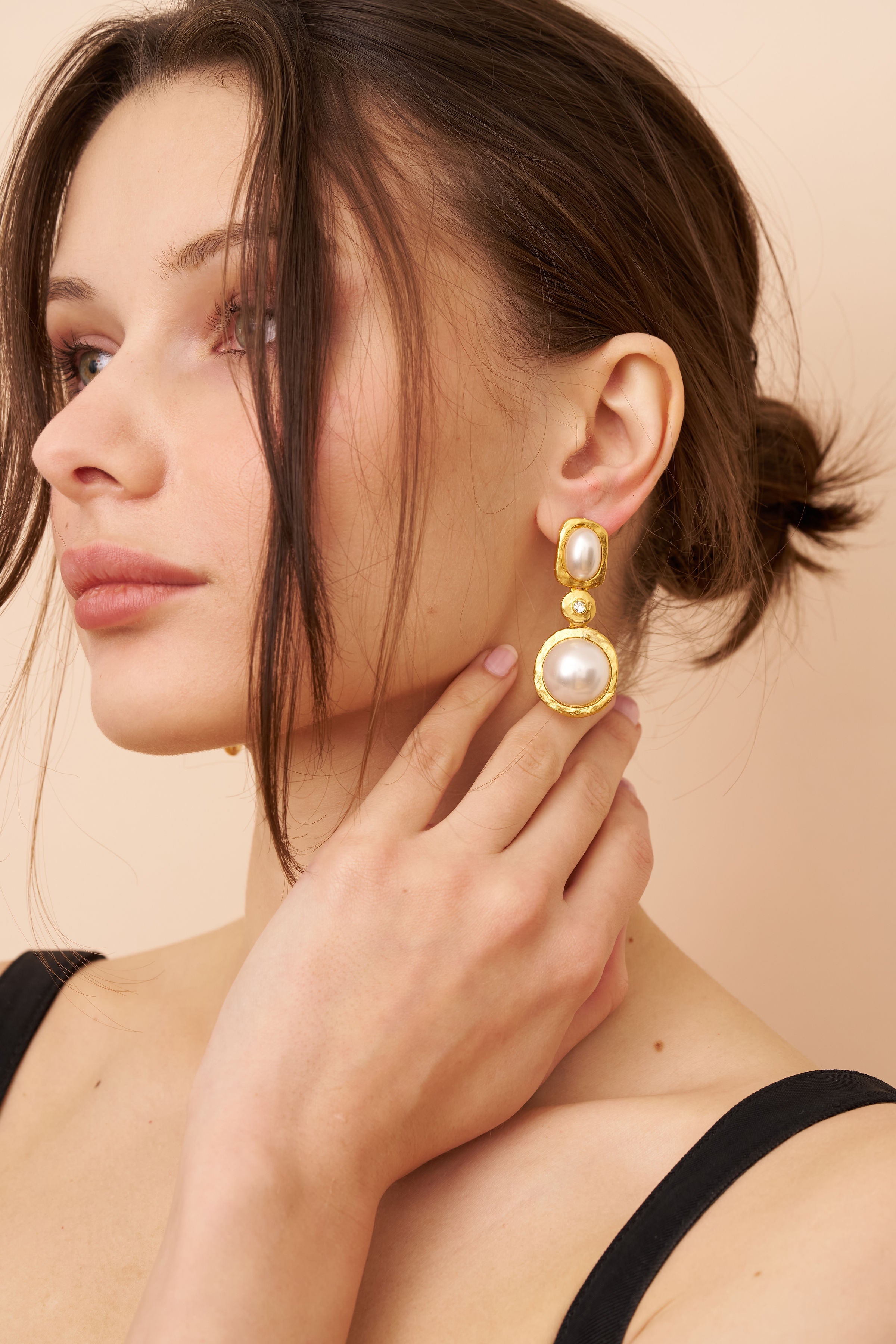 Pearl Cabochon Drop Earrings