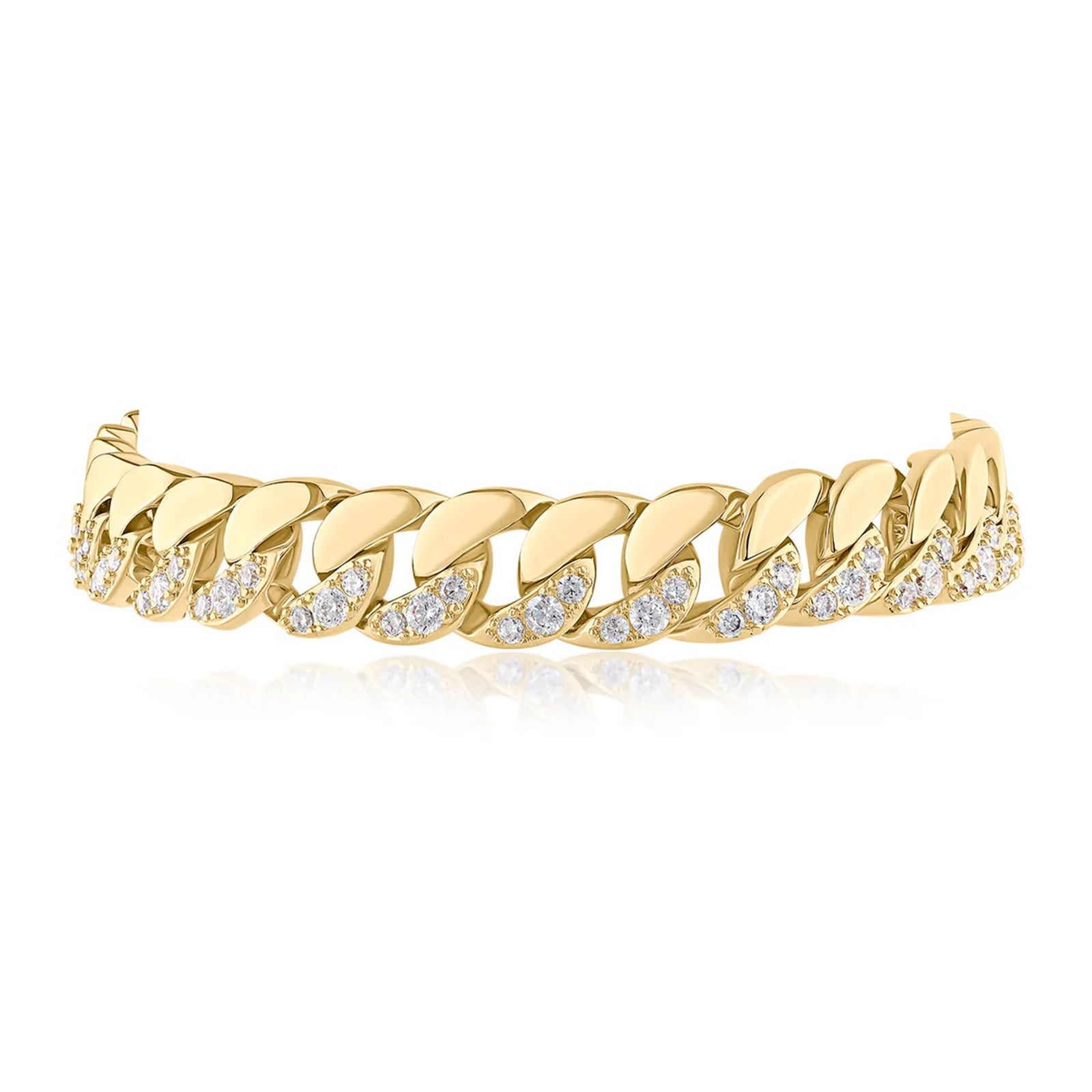 Half Pave Half Metal Bracelet