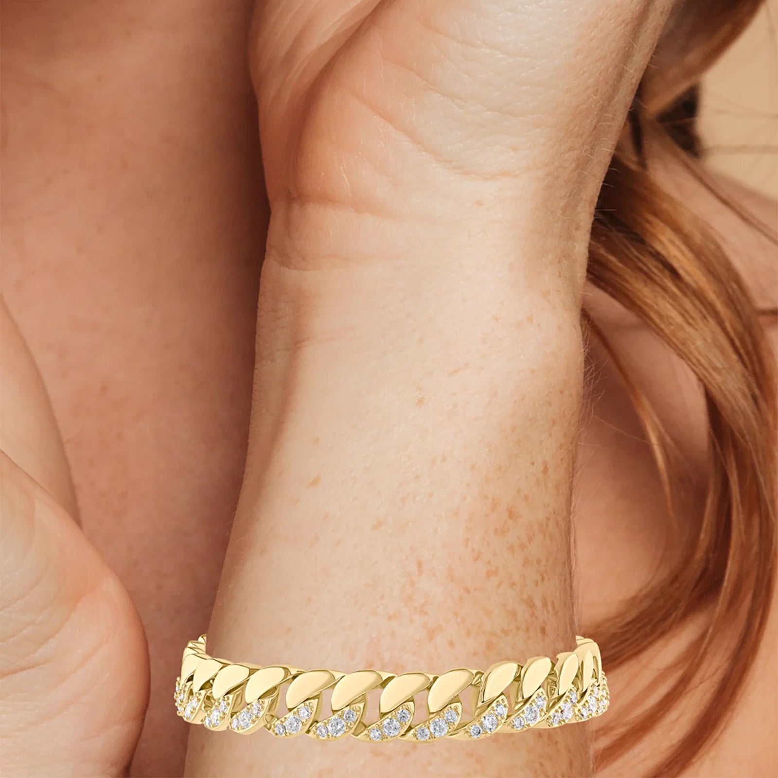 Half Pave Half Metal Bracelet