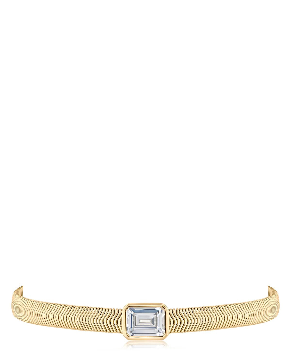 Emerald CZ and Herringbone Chain Bracelet