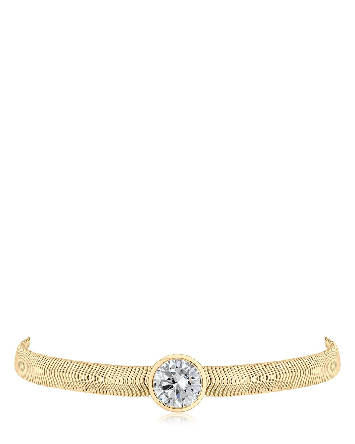 Round CZ Herringbone Chain Bracelet