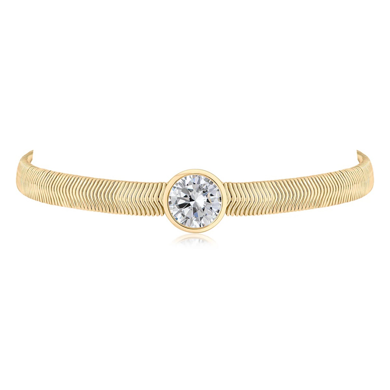 Round CZ Herringbone Chain Bracelet