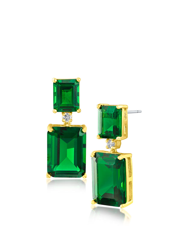 Emerald CZ Drop Earrings