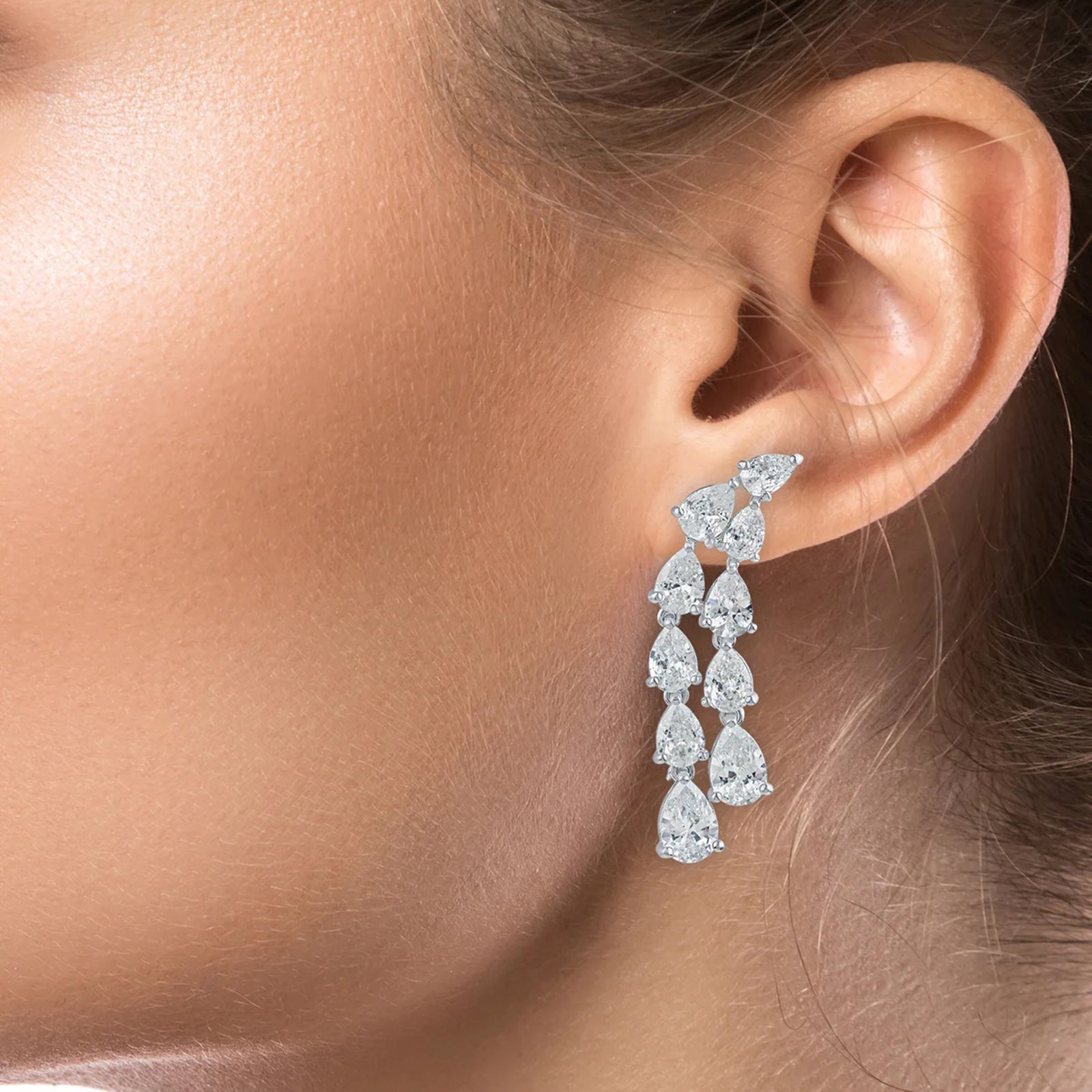 Double Pear Waterfall Earrings
