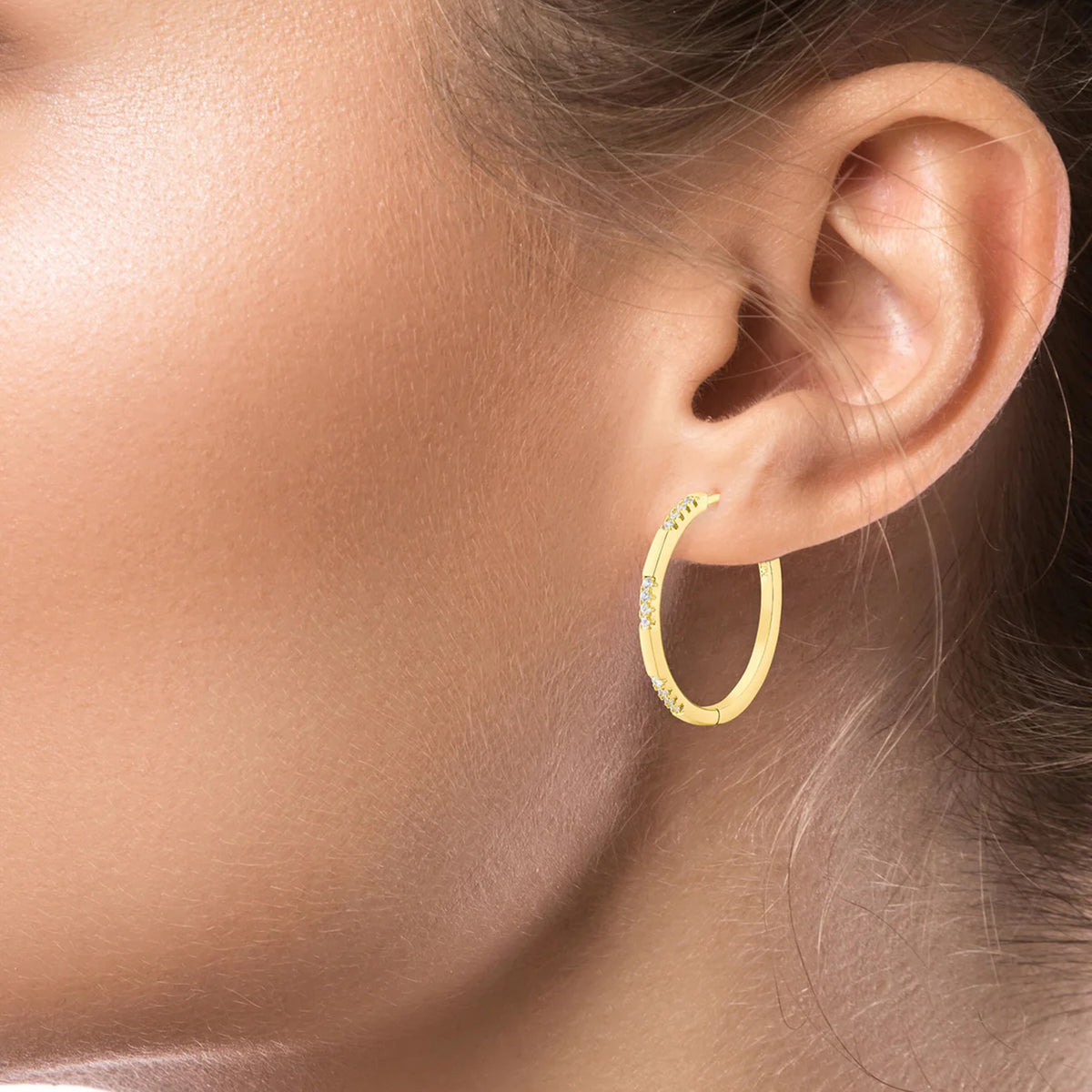 Pave Station Hoop Earrings