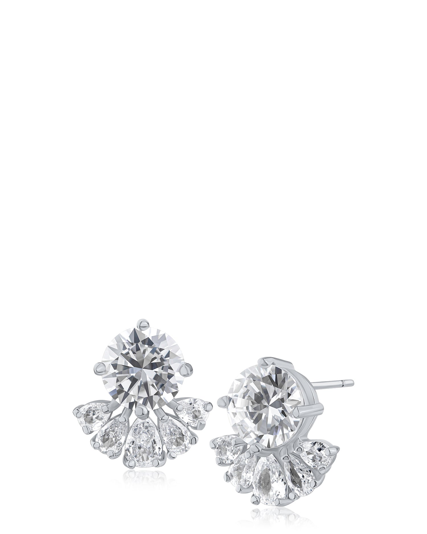 Round and Pear CZ Stud Earrings