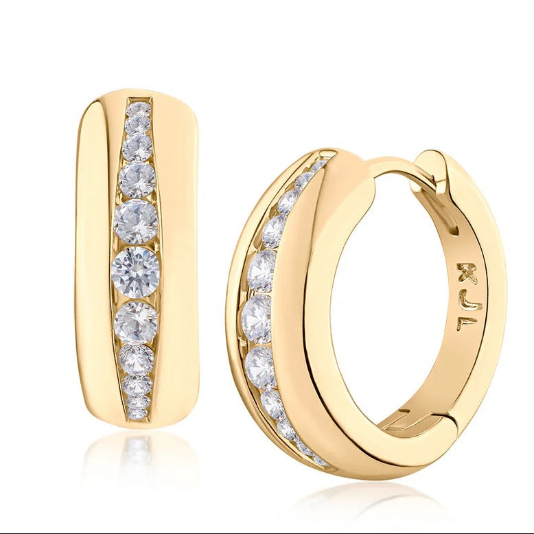 Graduated Pavé CZ Huggie Earrings