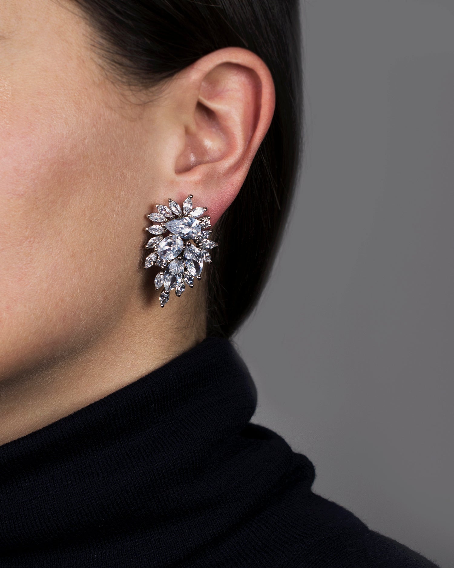 Cubic Zirconia Cluster Earrings