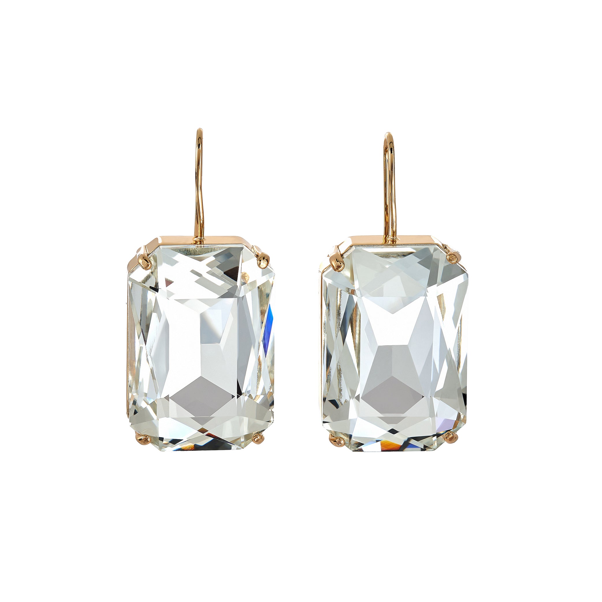 Crystal Octagon Fishhook Earrings
