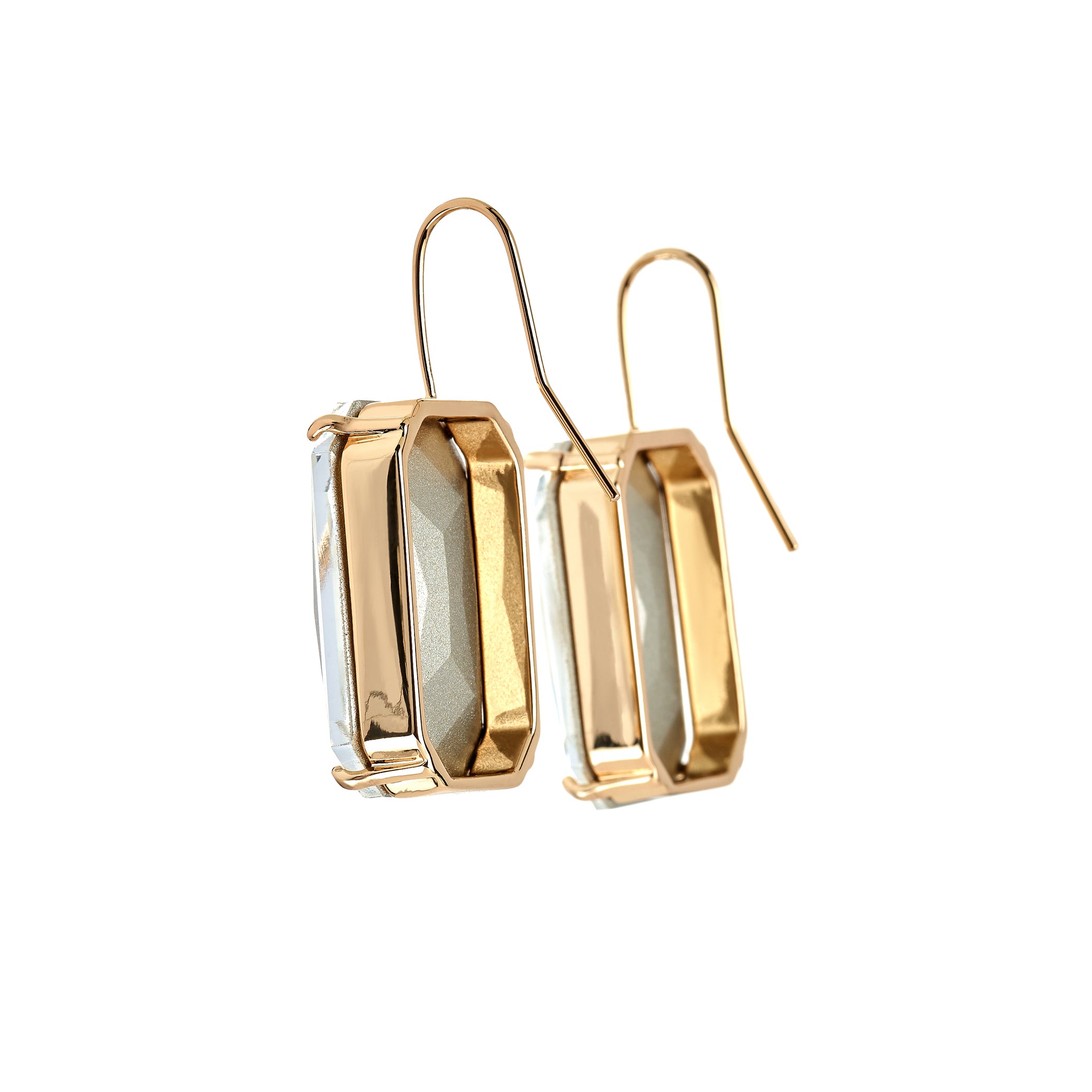 Crystal Octagon Fishhook Earrings