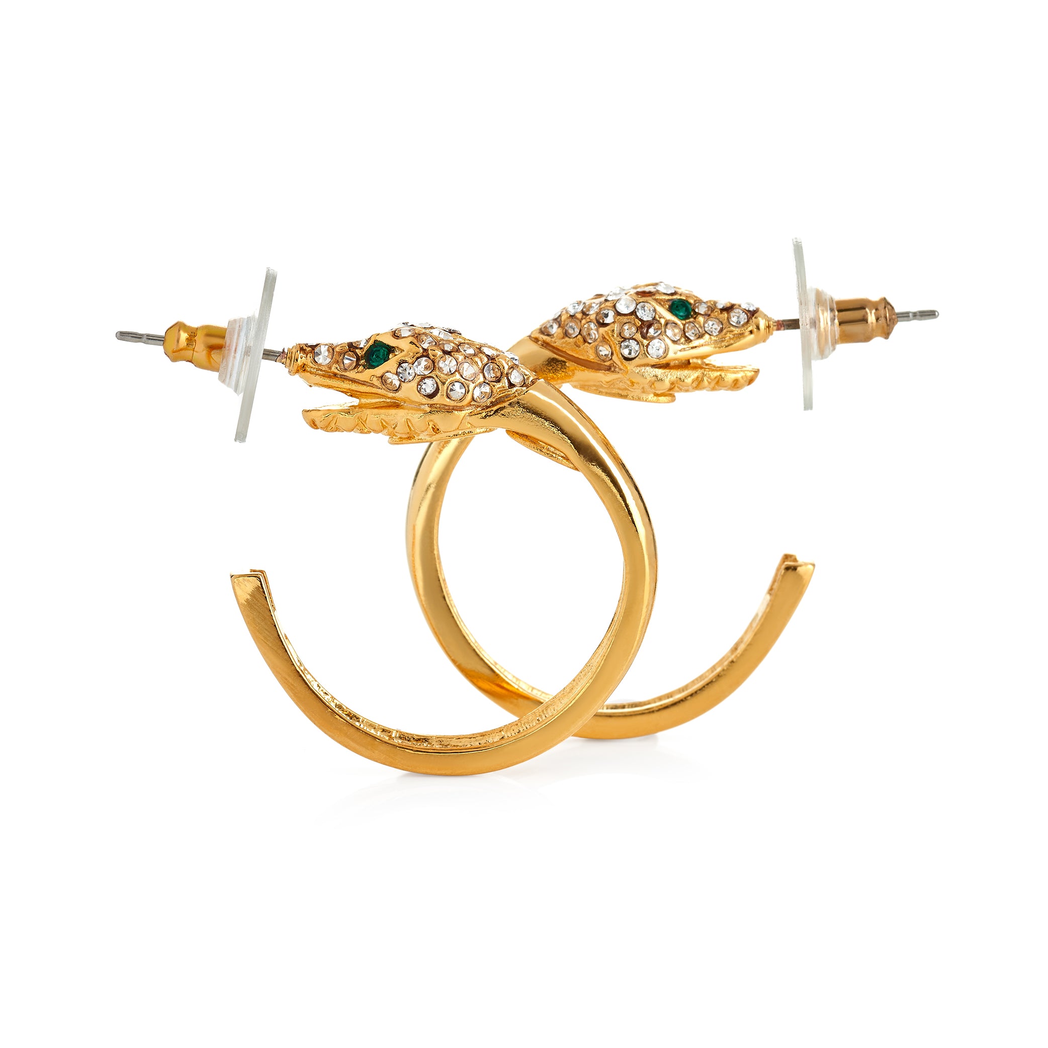 Gold Crystal Snake Hoop Earrings