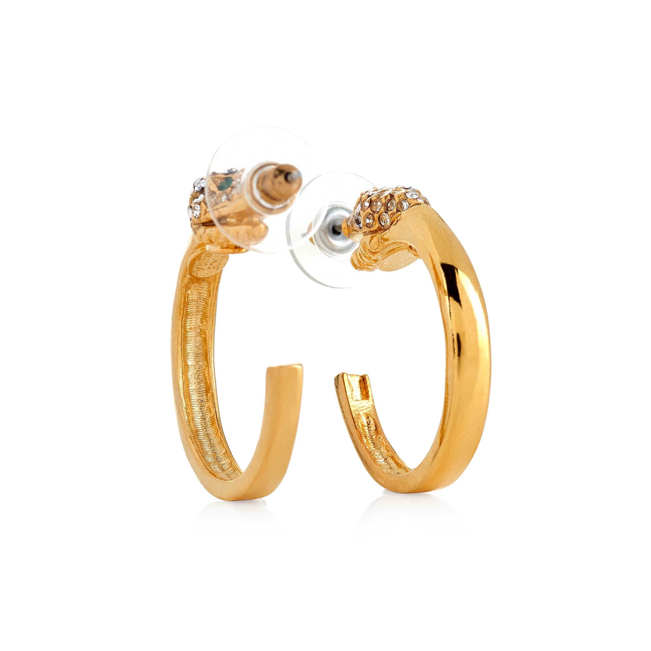 Gold Crystal Snake Hoop Earrings