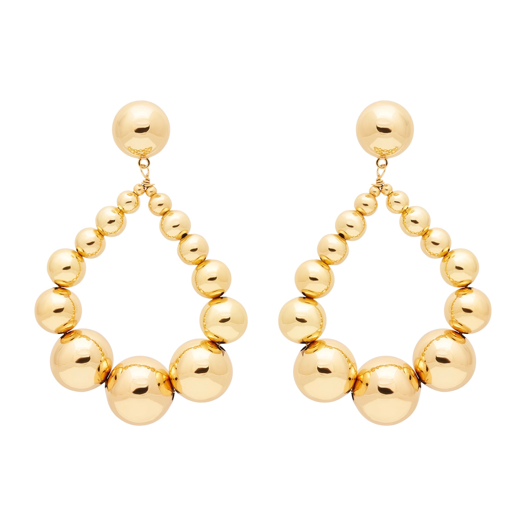 Gold Bead Drop Pierced Earrings