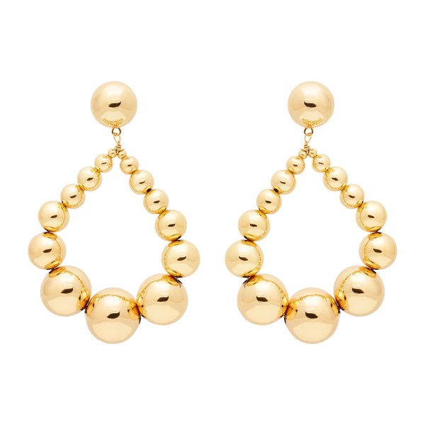 Gold Bead Drop Pierced Earrings