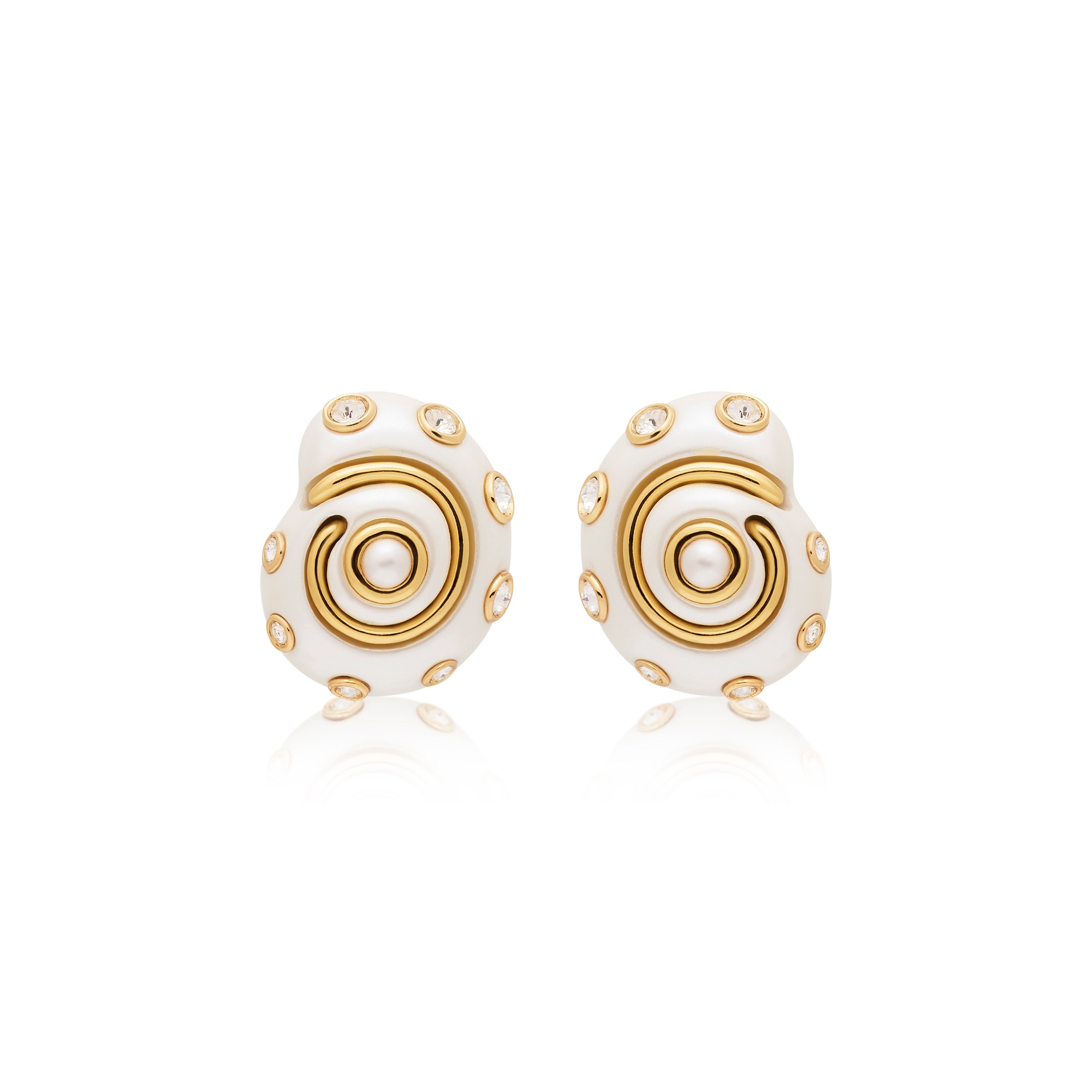 White Pearl Snail Earrings