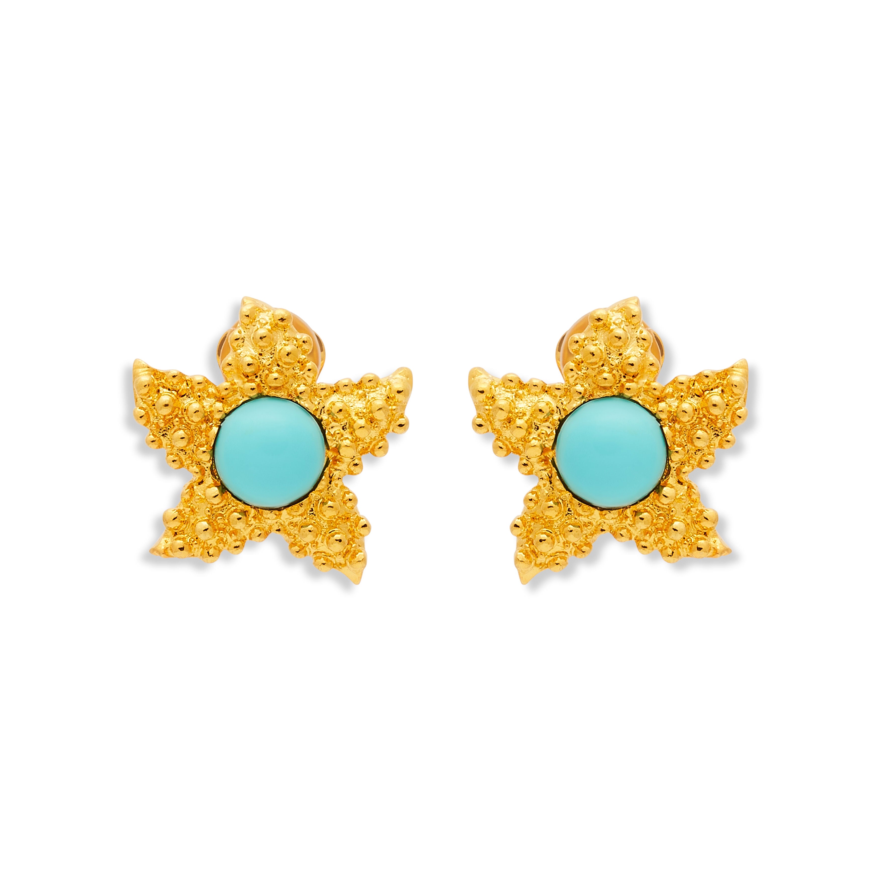 Turquoise Center Starfish Clip Earrings