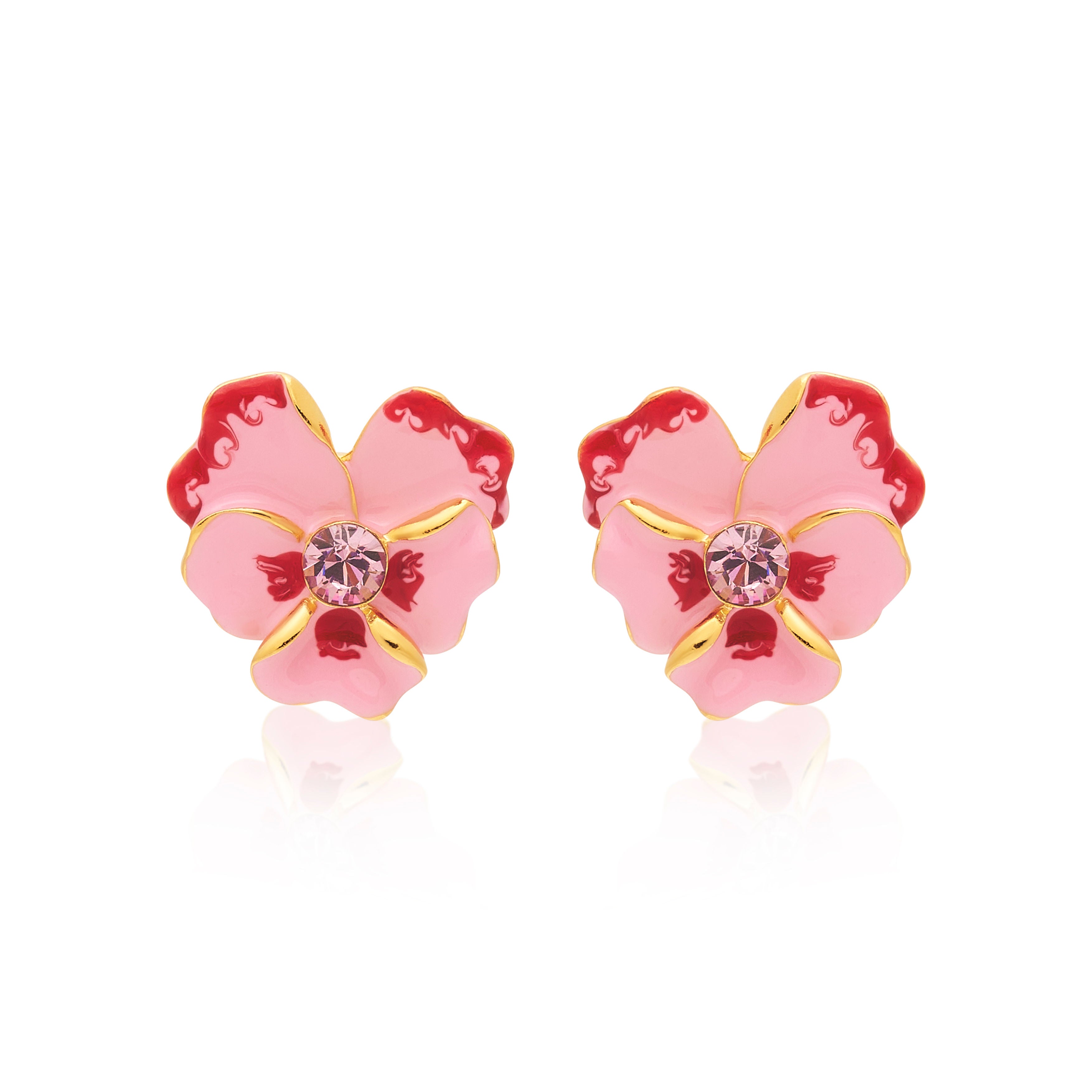 Pink Flower Clip Earrings