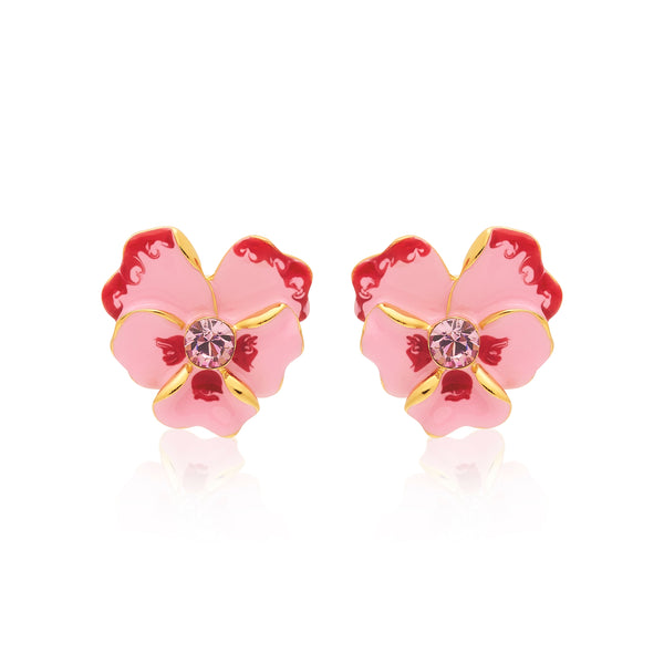 Pink Flower Clip Earrings