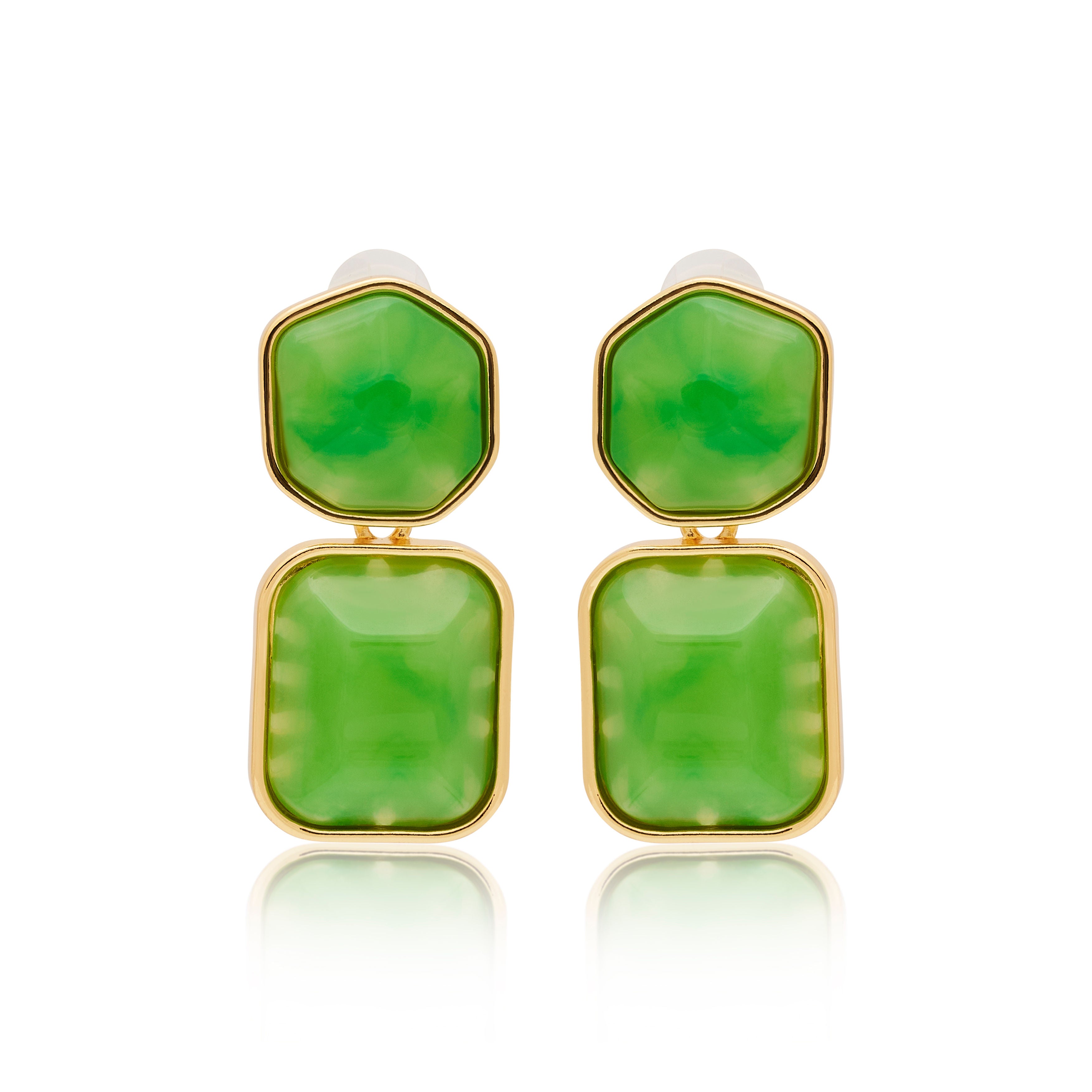 Jade Stone Drop Pierced Earrings