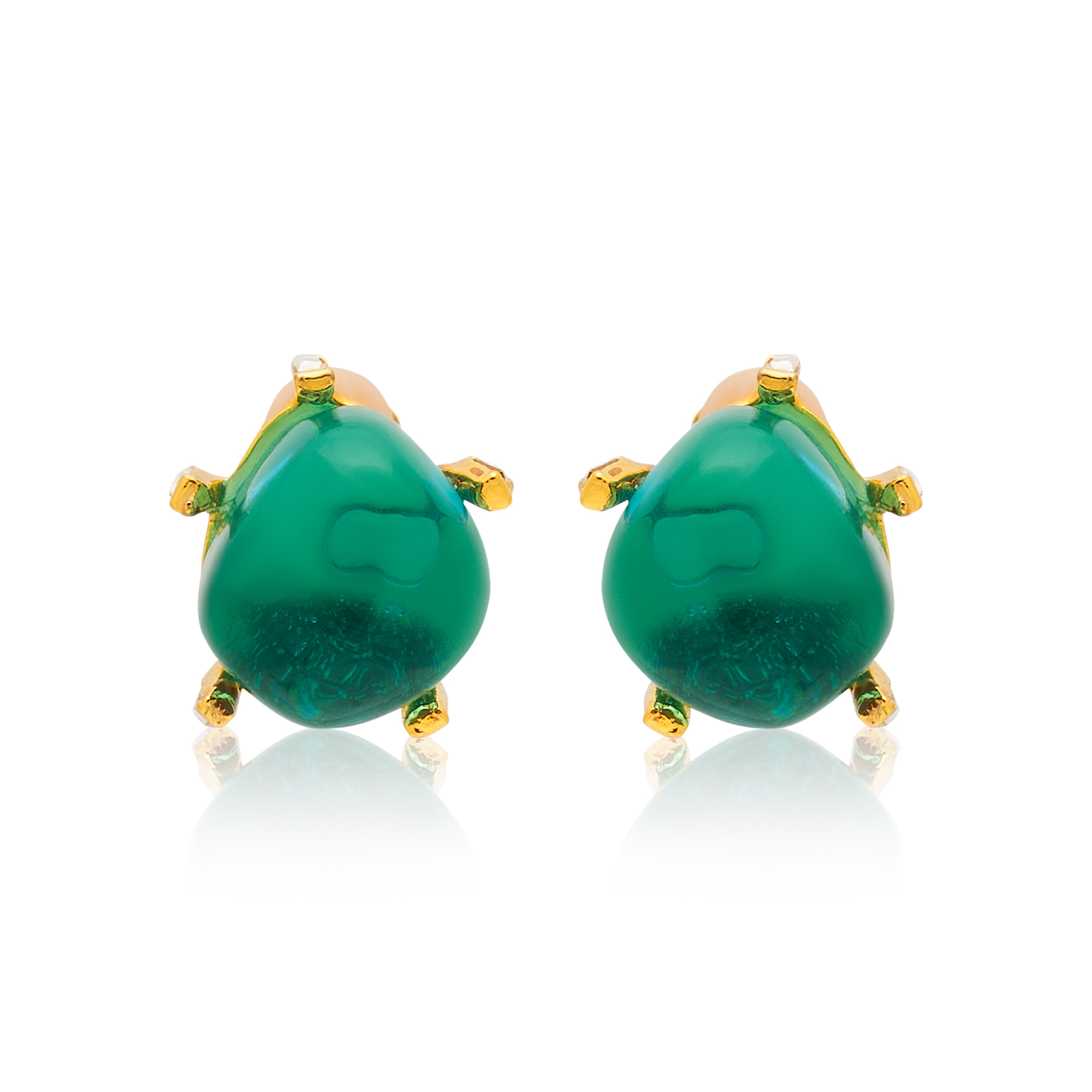 Aqua Nugget Clip Earrings