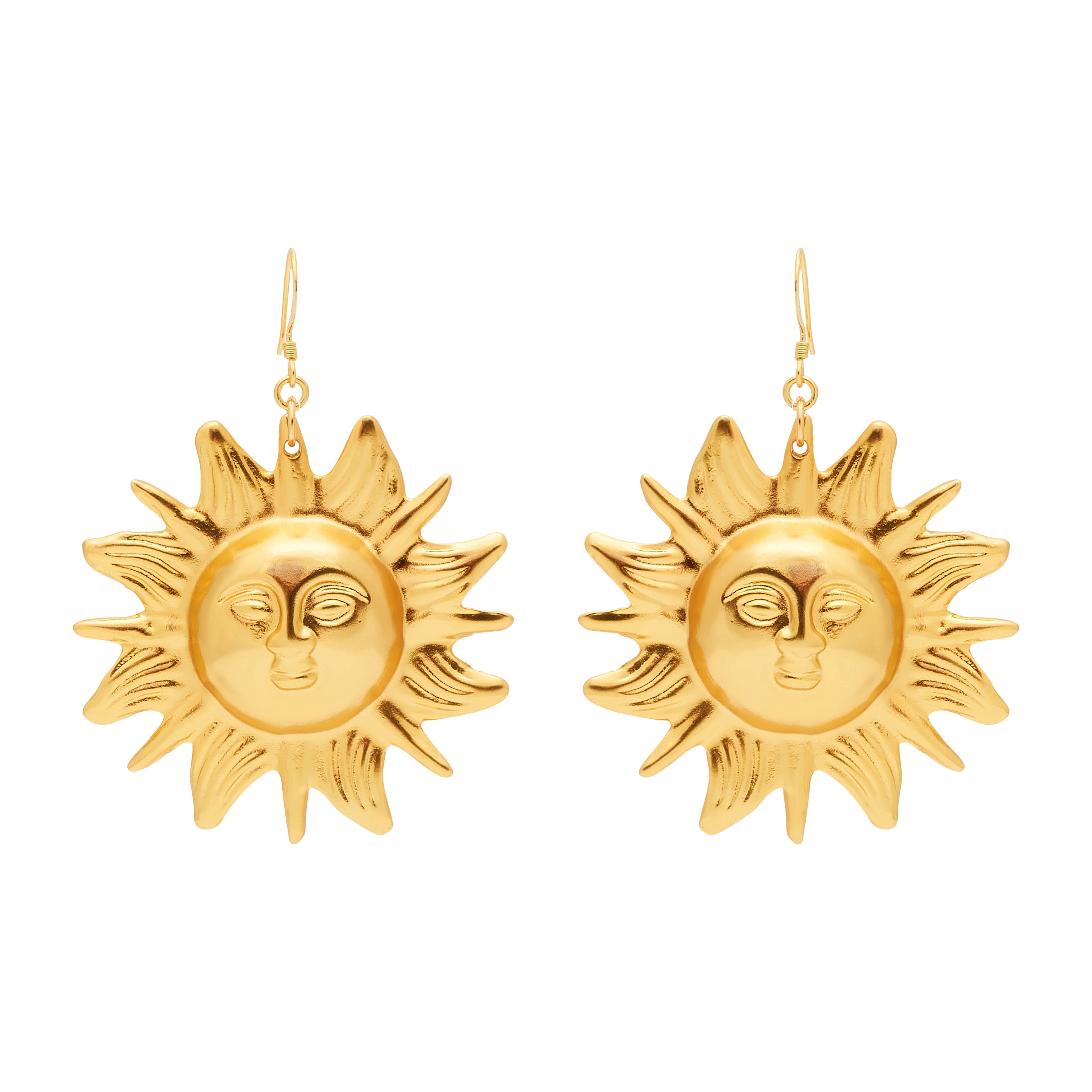 Gold Sunshine Fishhook Earrings