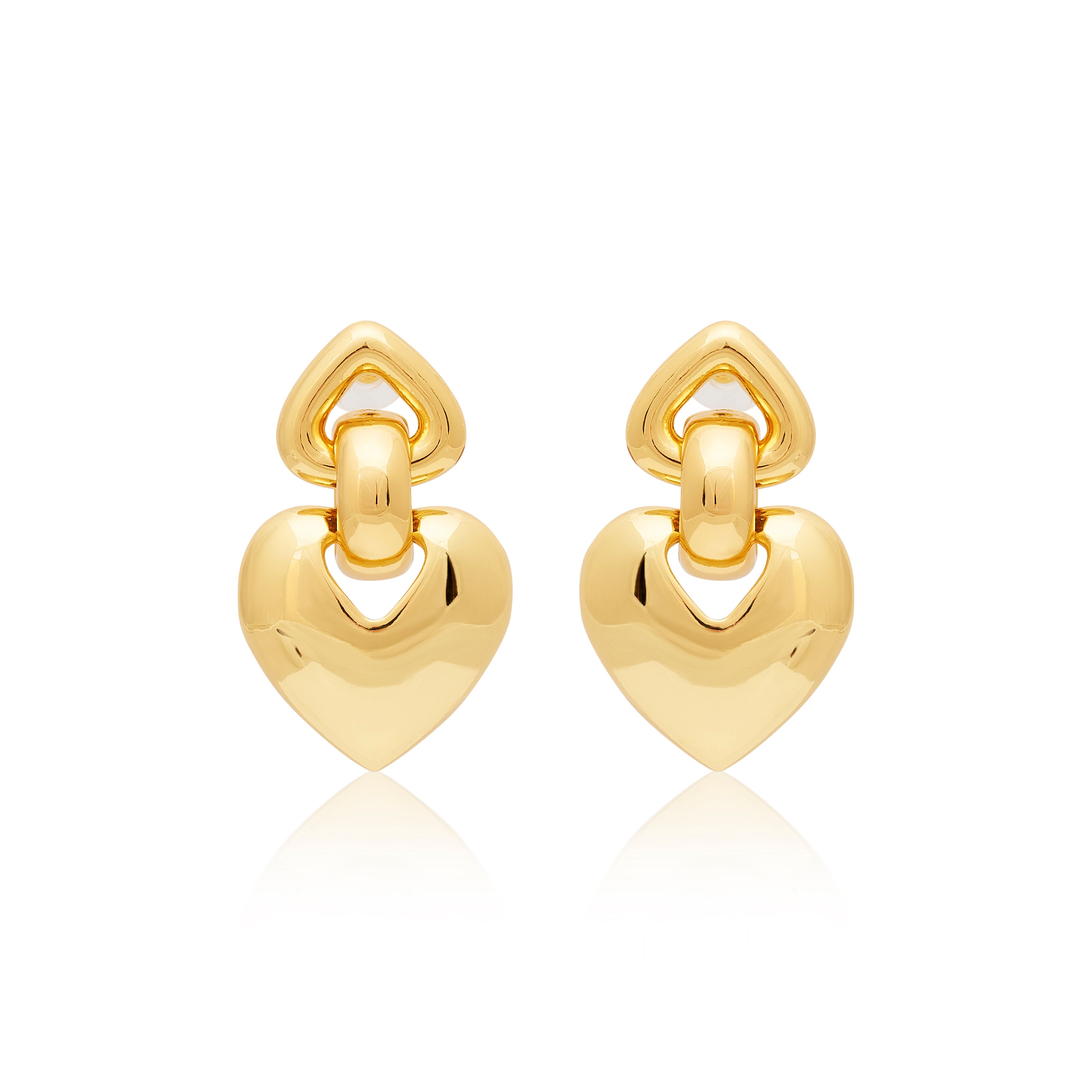 Gold Heart Drop Post Earrings