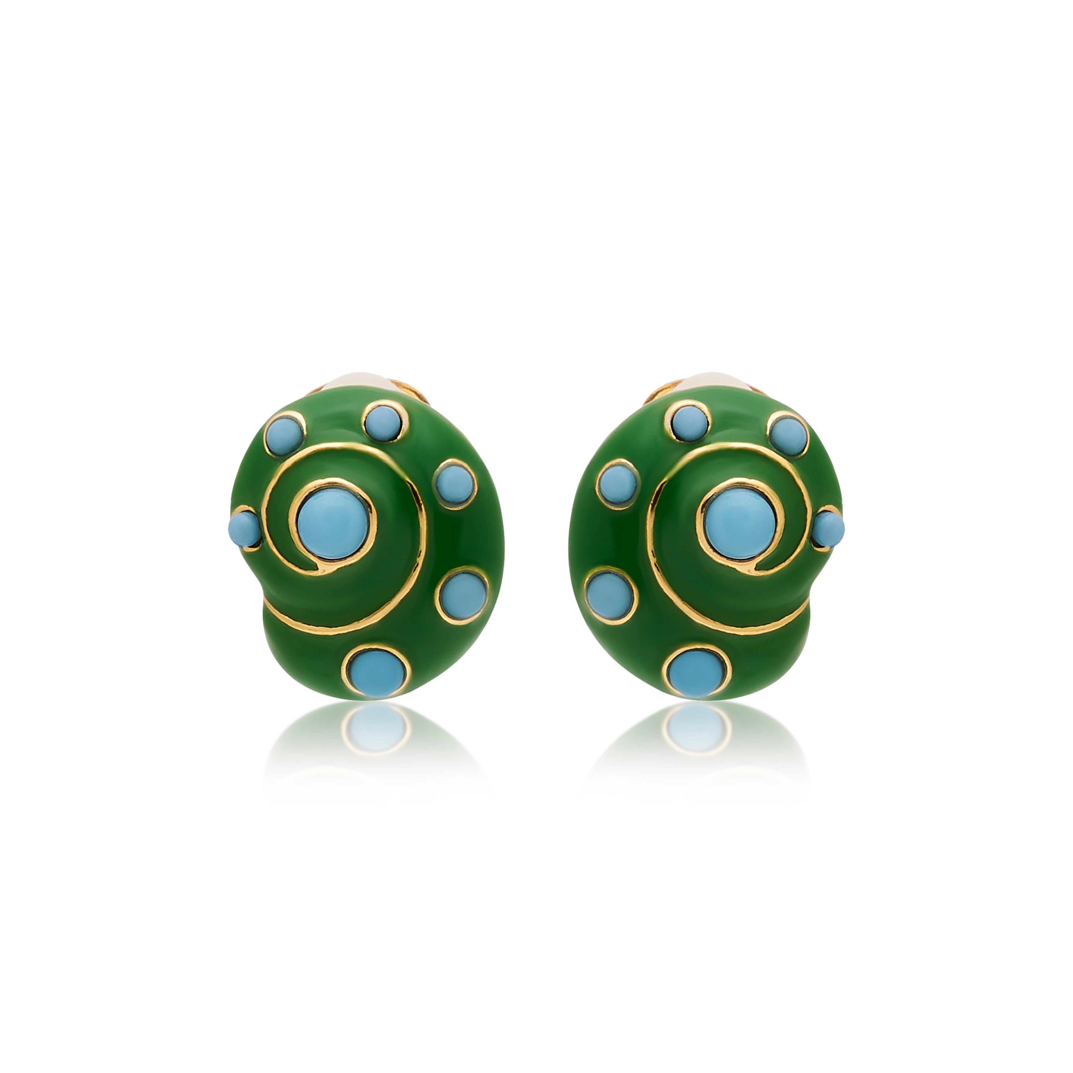 Jade & Turquoise Snail Clip Earrings
