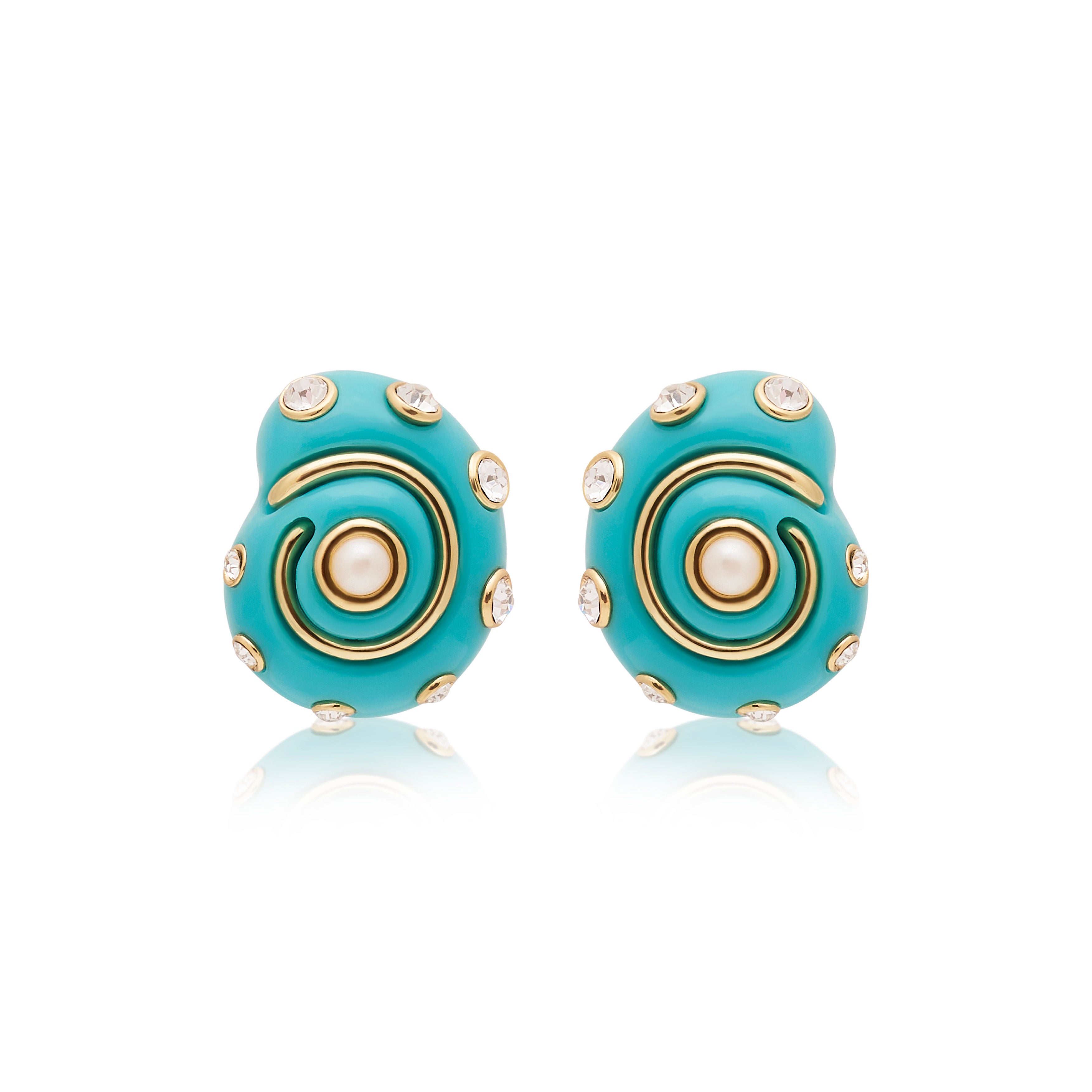 Turquoise & Crystal Snail Earrings