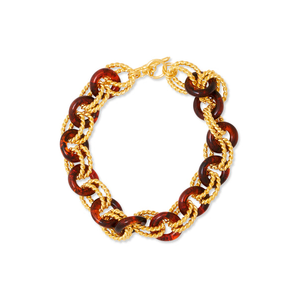 Gold & Tortoise Twist Link Necklace