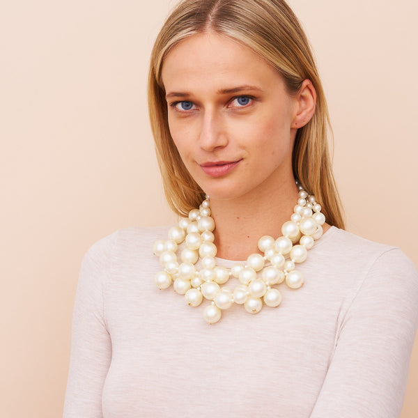 Pearl Cluster Drops Necklace