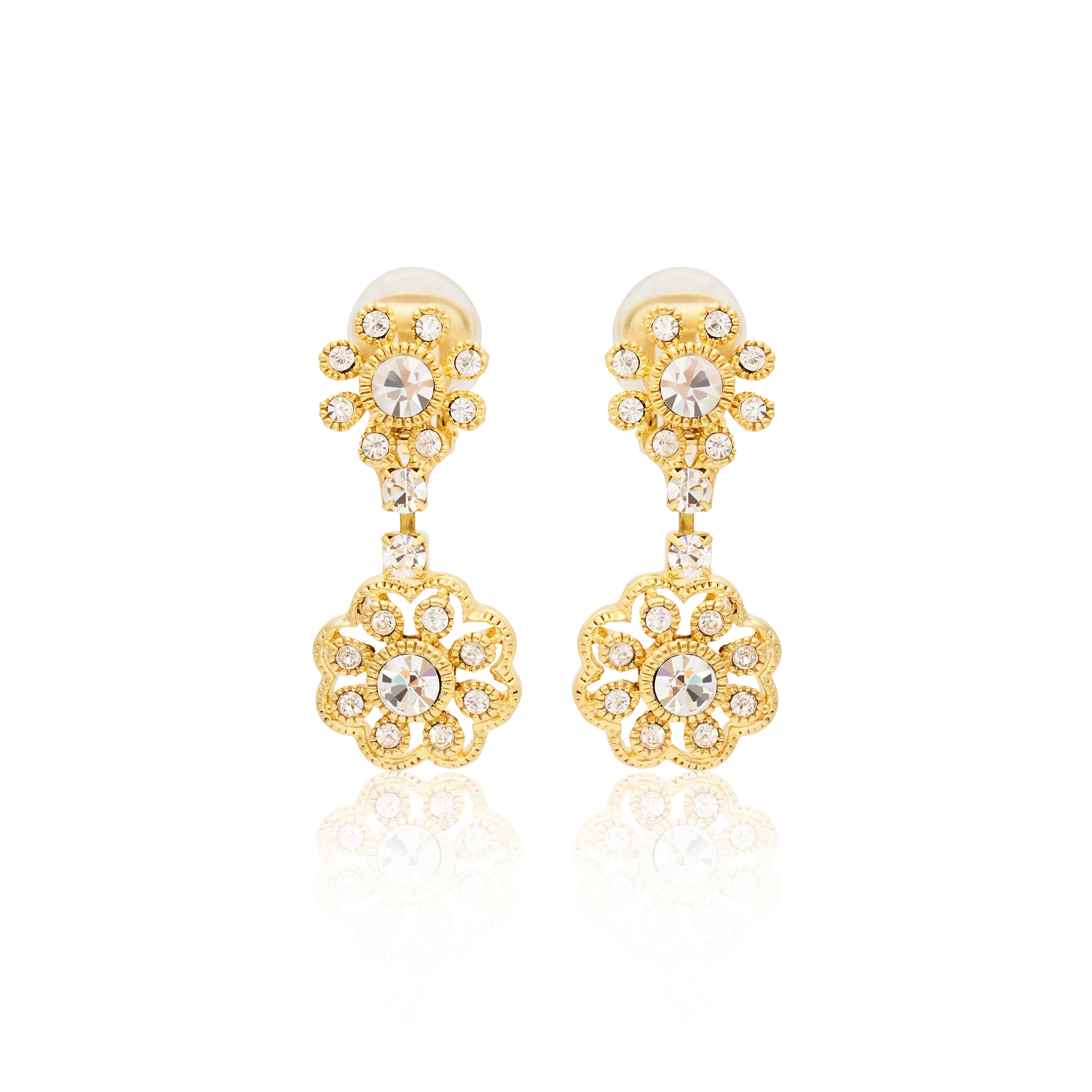 Flower Cluster Clip Earrings