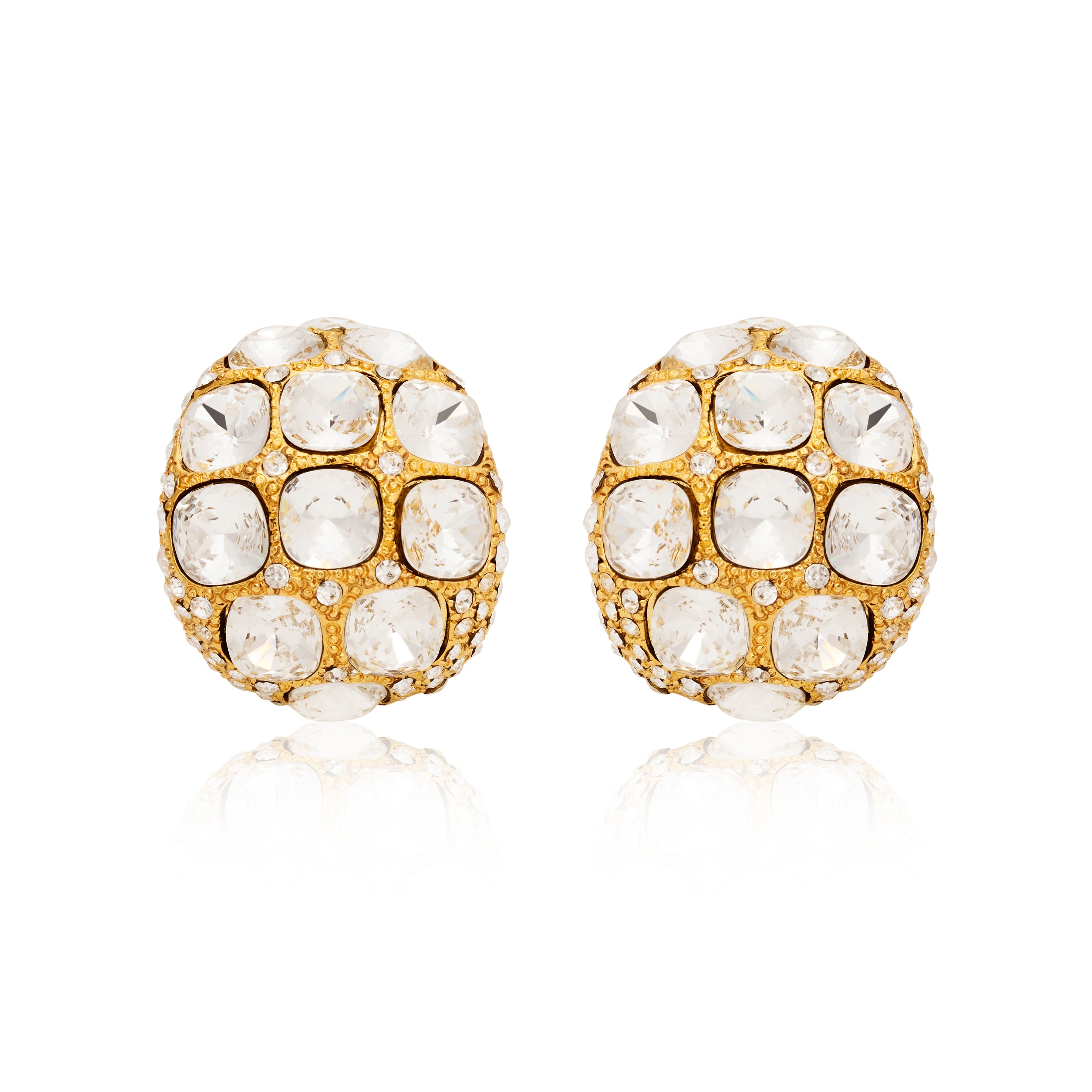 Crystal Square Hoop Clip Earrings