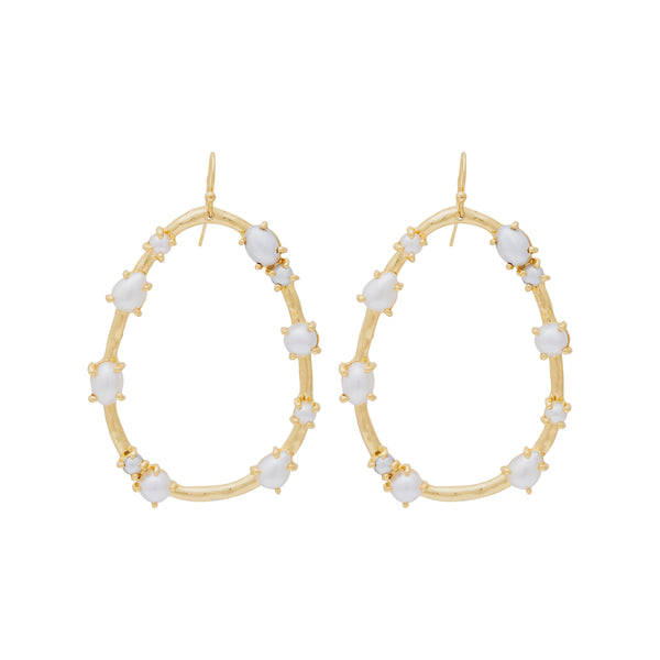 Pearl Oval Pierced Earrings