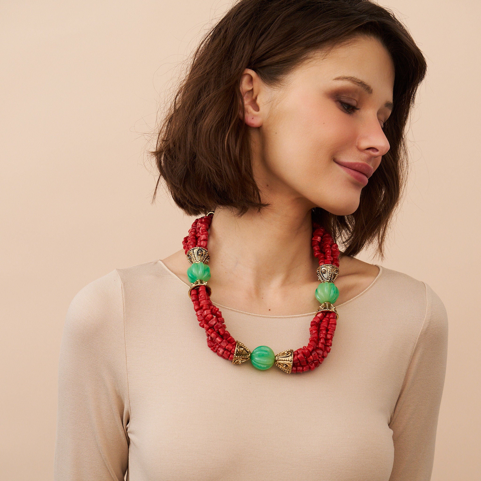 Red Chips Statement Necklace