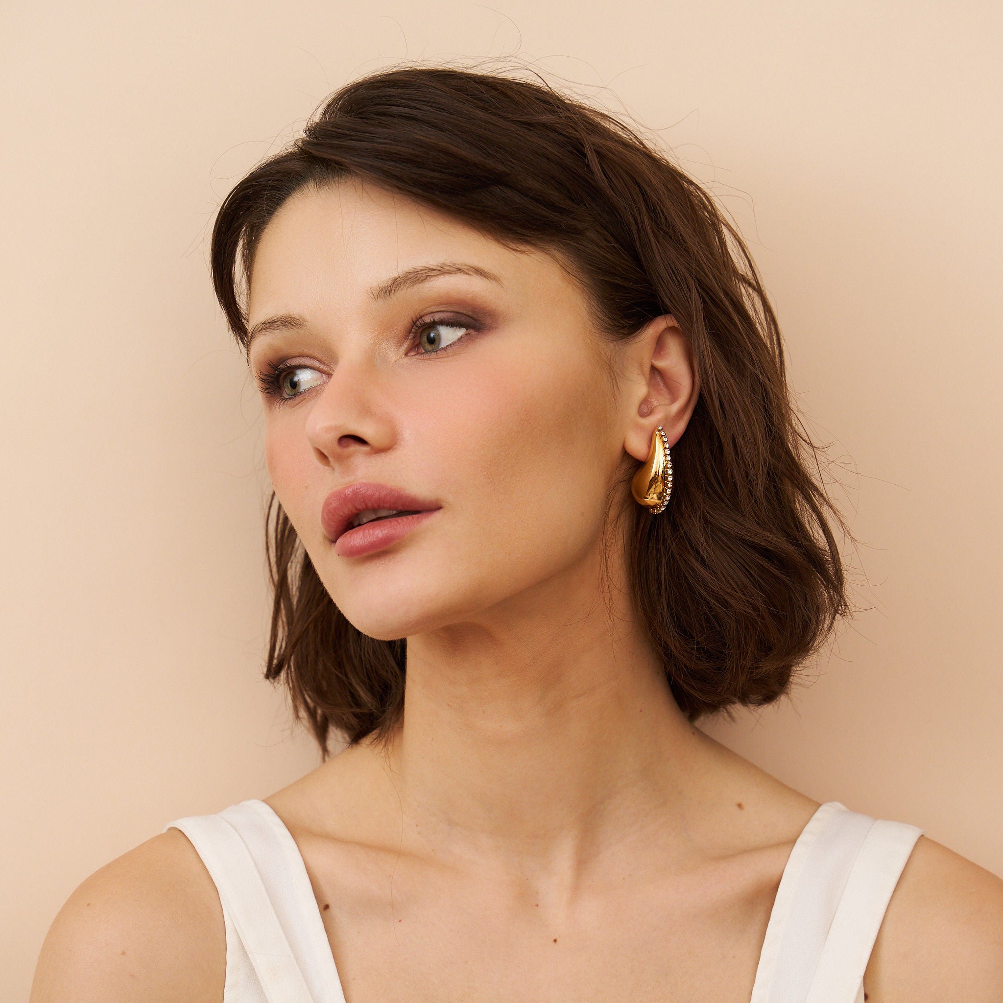 Teardrop Huggie Pierced Earrings