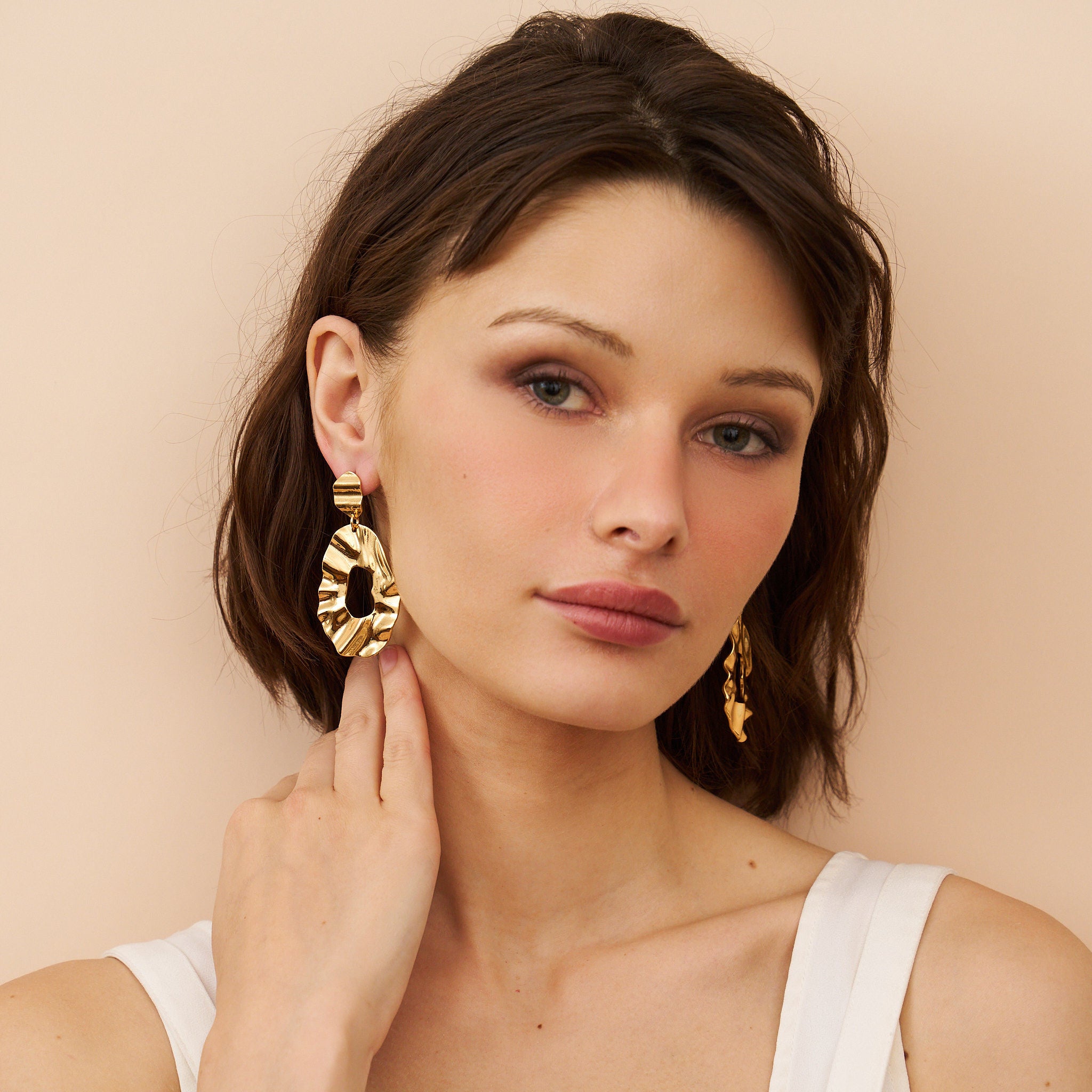 Oval Drop Pierced Earrings