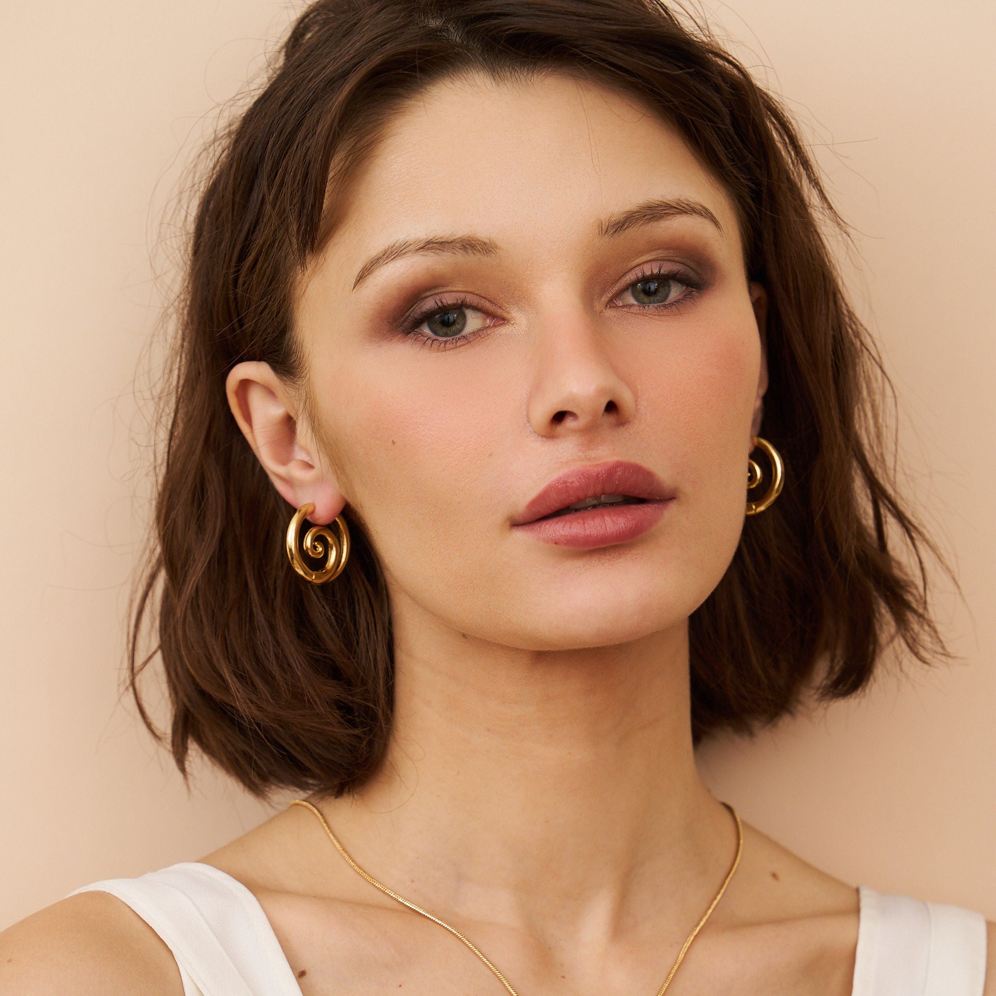 Gold Swirl Pierced Earrings