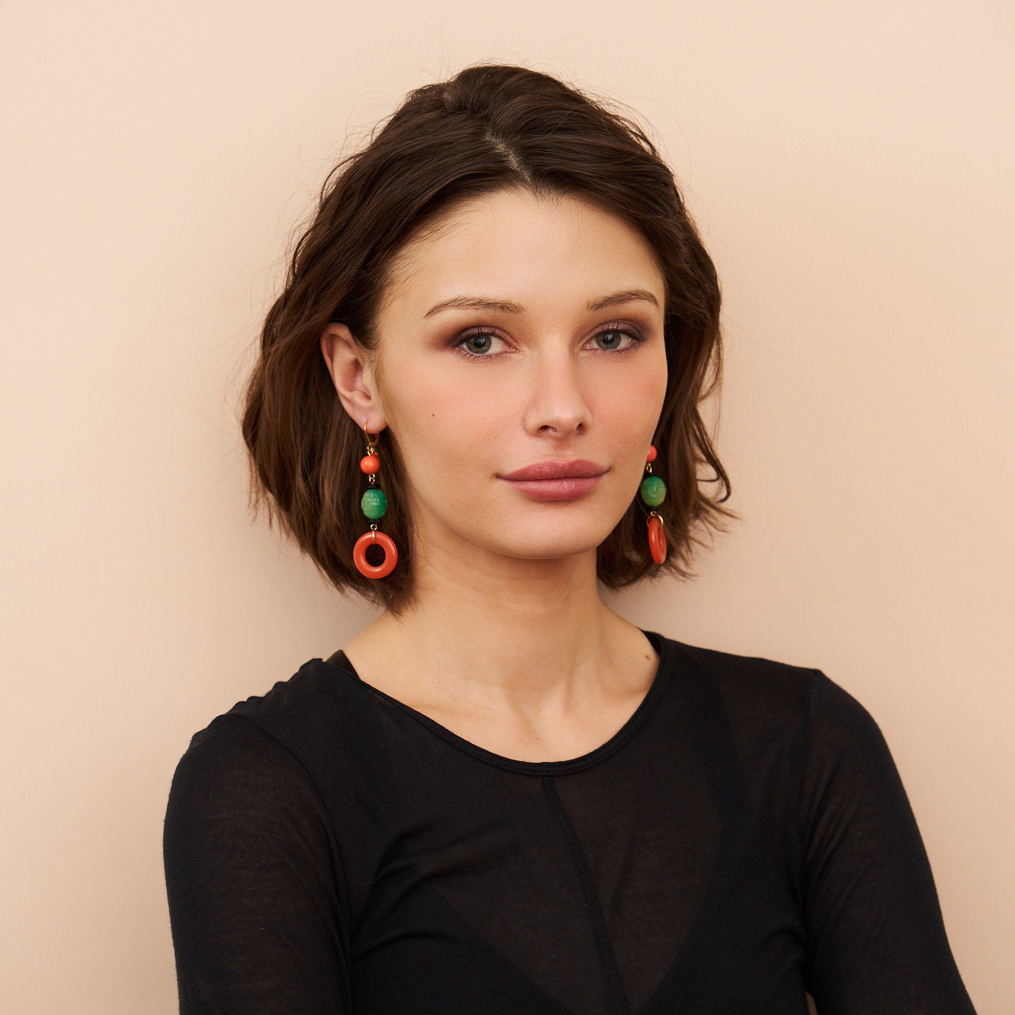 Carved Jade Eurowire Earrings