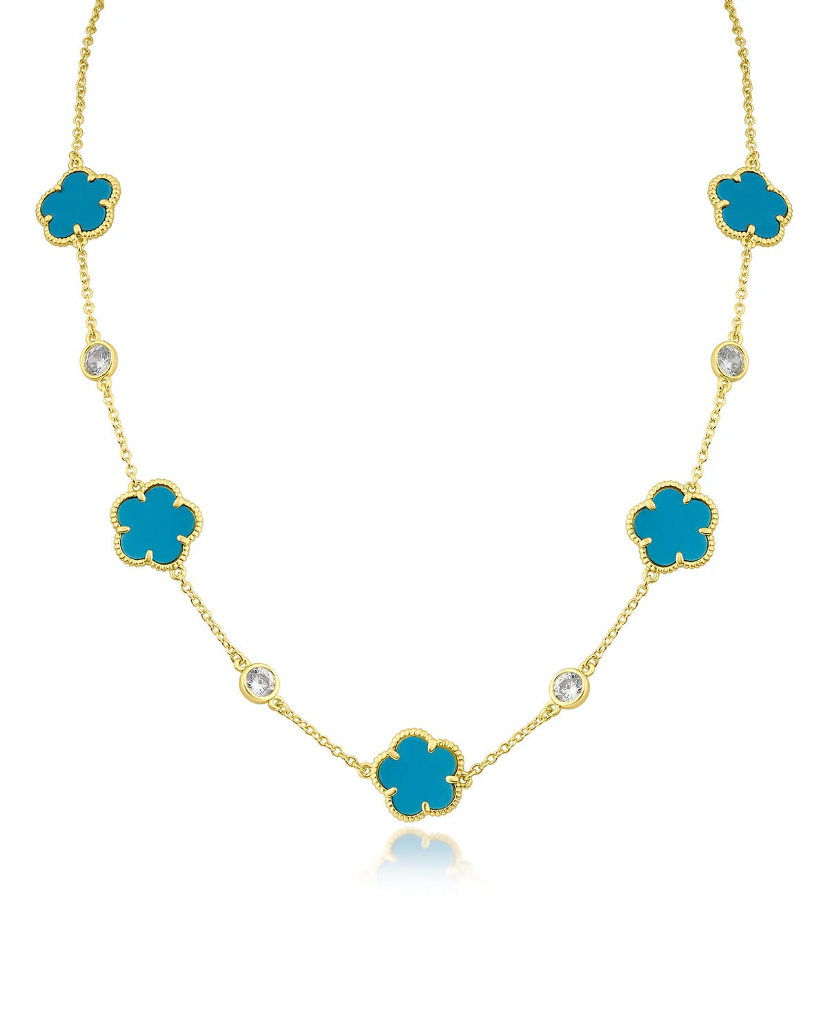 Clover and CZ Station Necklace