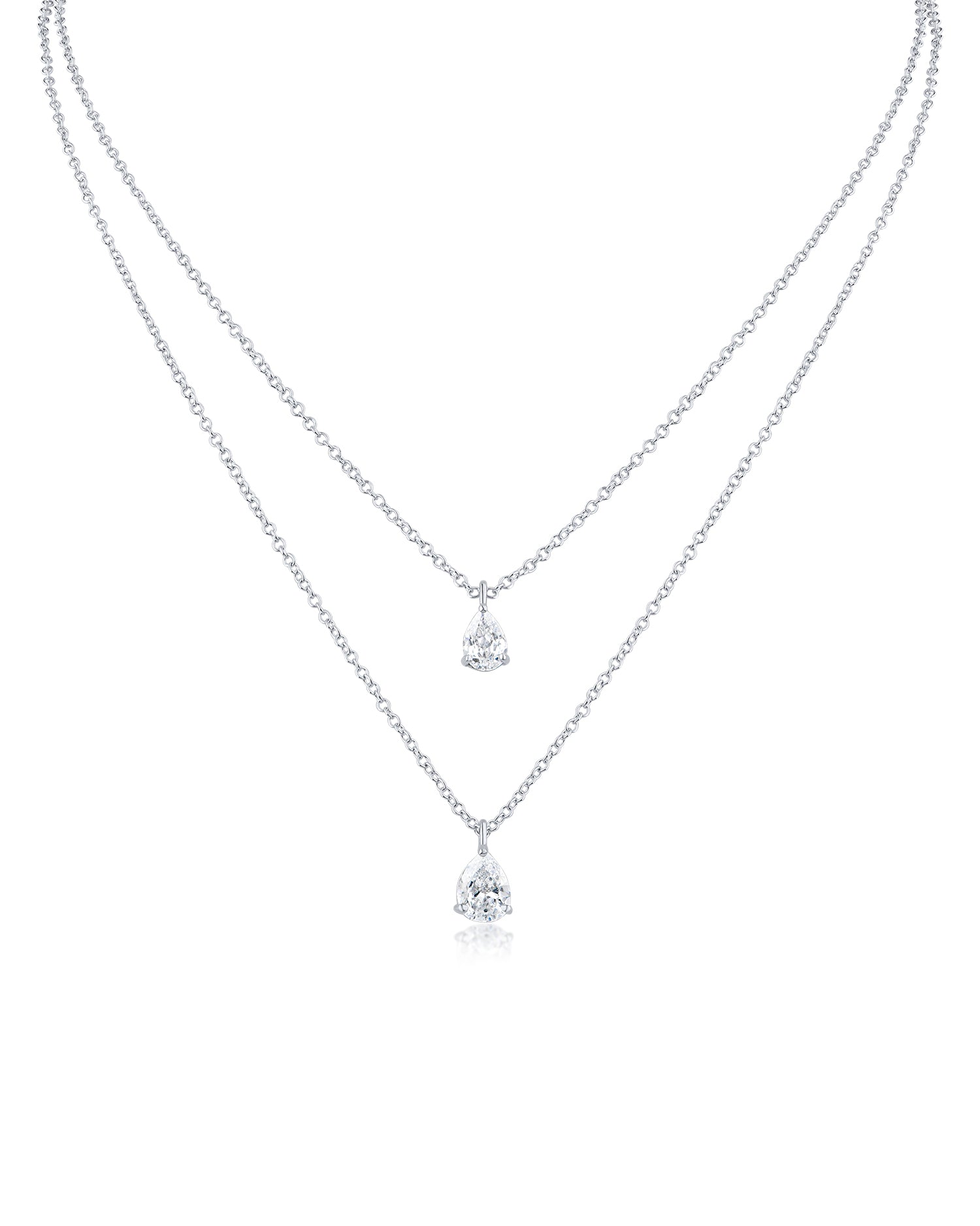 Double Stranded Pear CZ Necklace