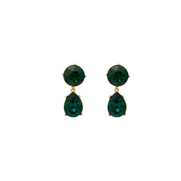 Gold & Emerald Teardrop Pierced Earring