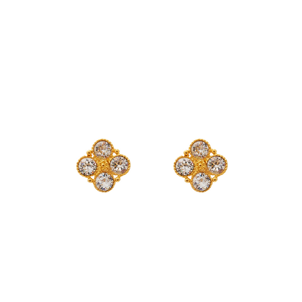 Crystal & Gold Post Earrings