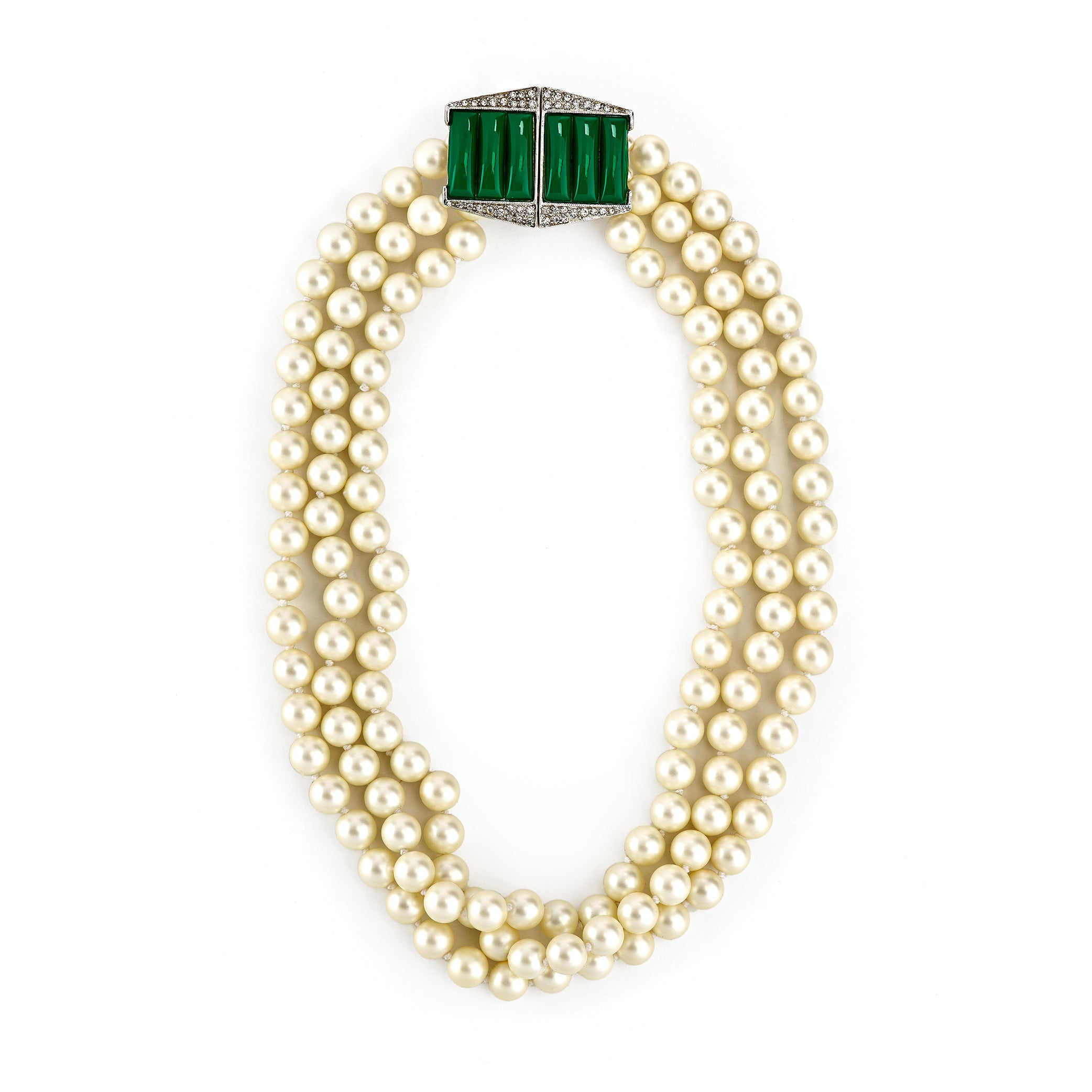 Vintage Pearl & Jade Deco Necklace