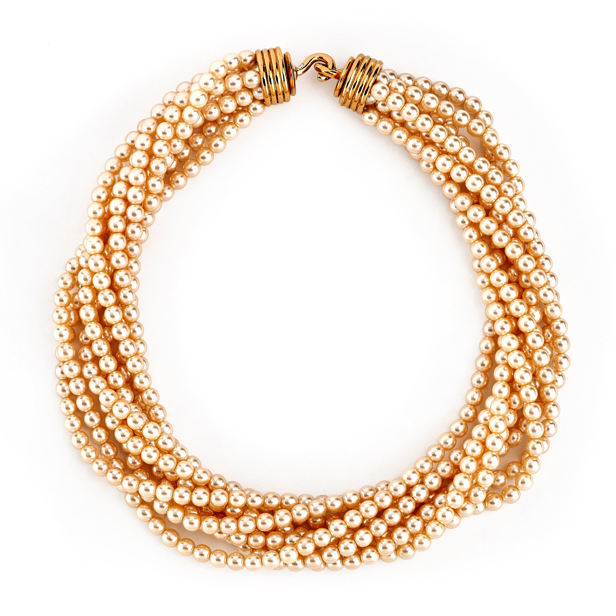 Vintage Gold Twist Pearl Necklace