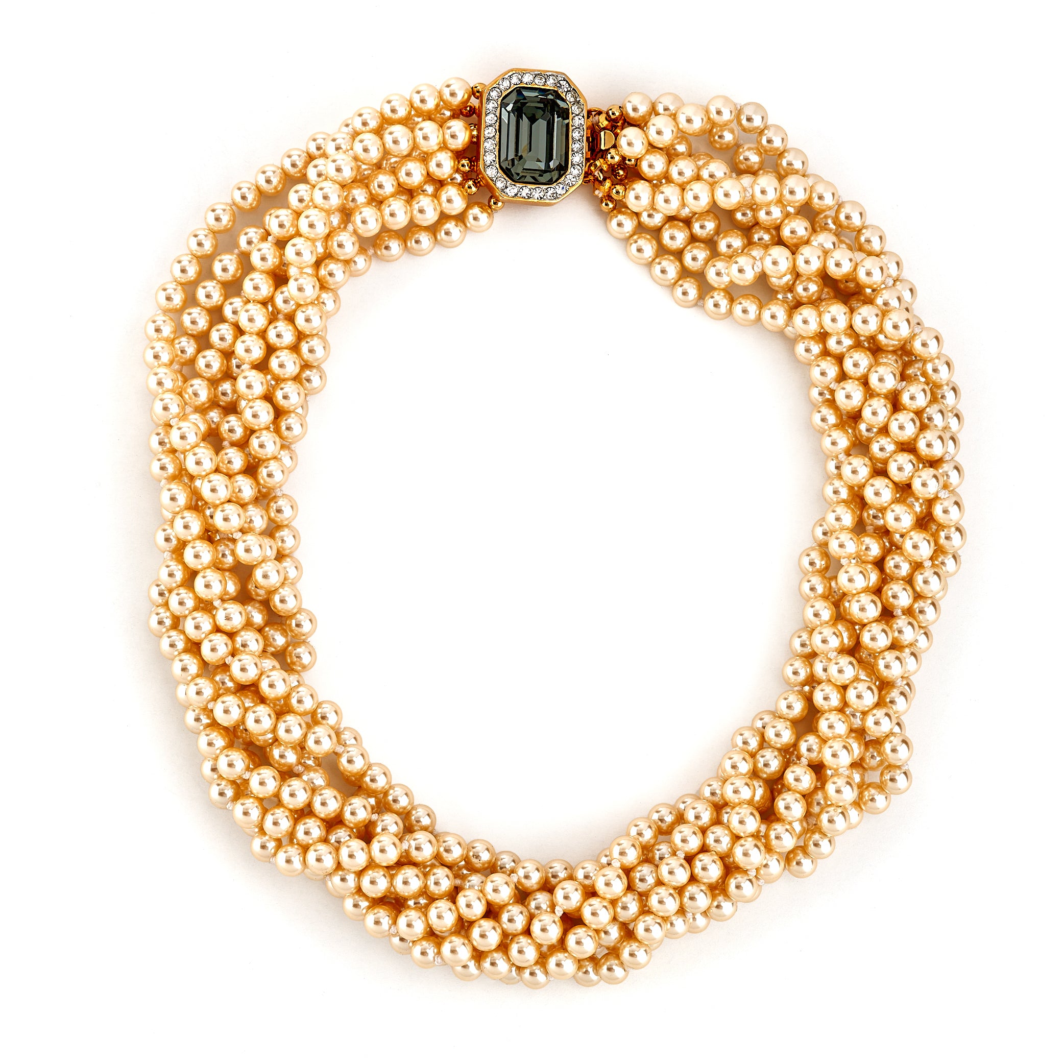 Vintage Pearl and Black Diamond Necklace