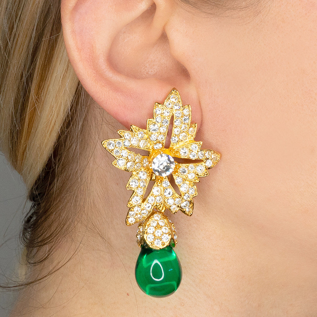 Jackie Kennedy Onassis Foliate Clip-On Earrings