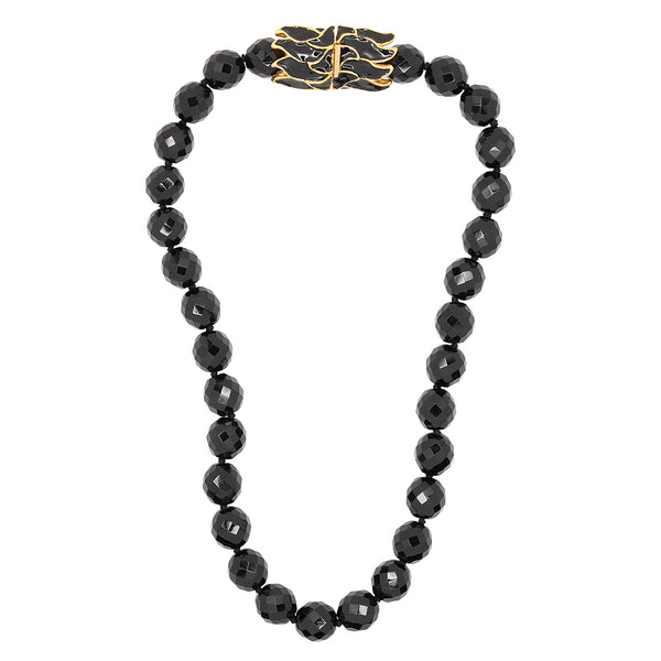 Vintage Jet Bead Necklace W/ Black Pendant
