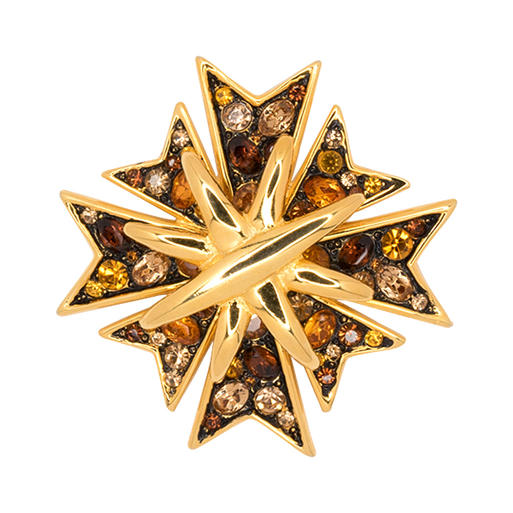 Multi Topaz Maltese Cross Pin
