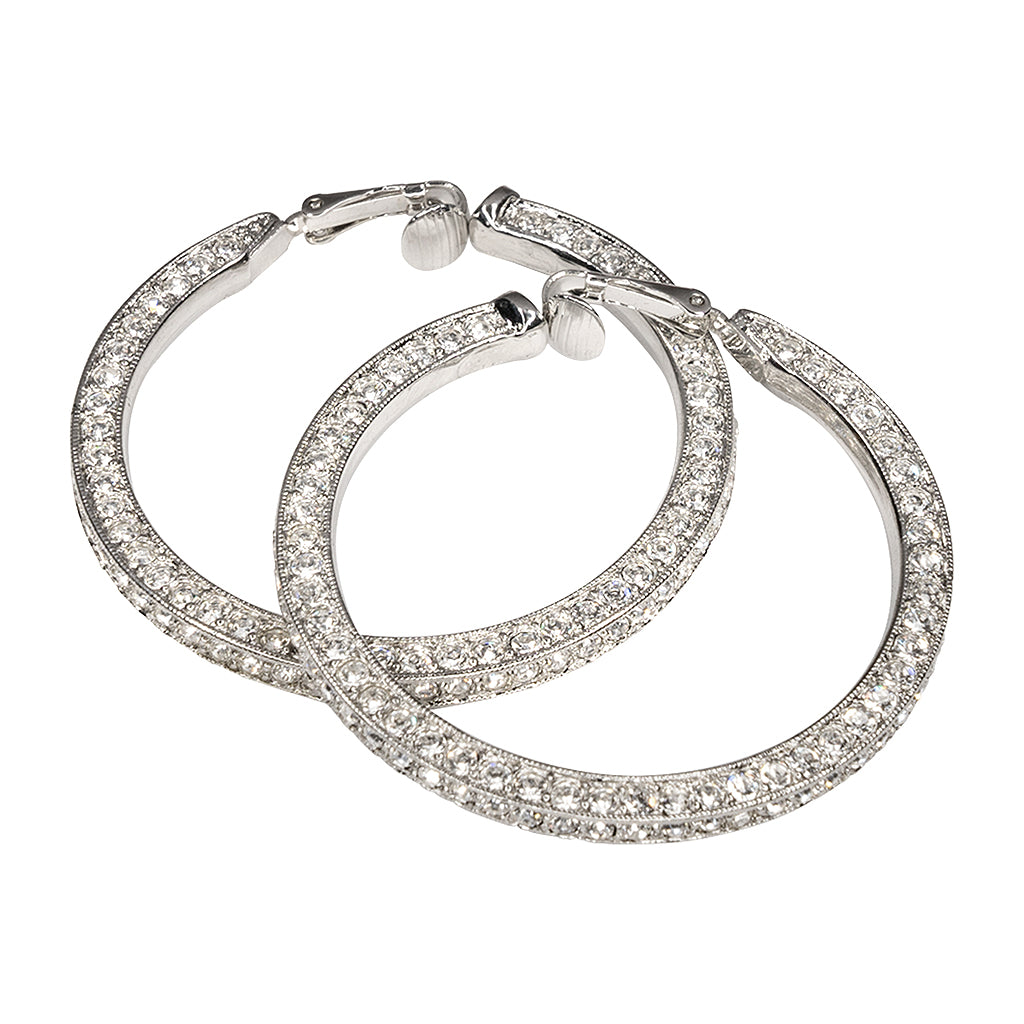 Crystal Pave' Hoop Earrings