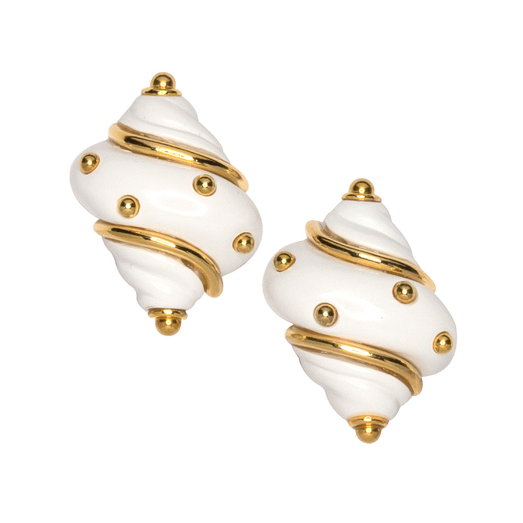 White Shell Clip Earrings